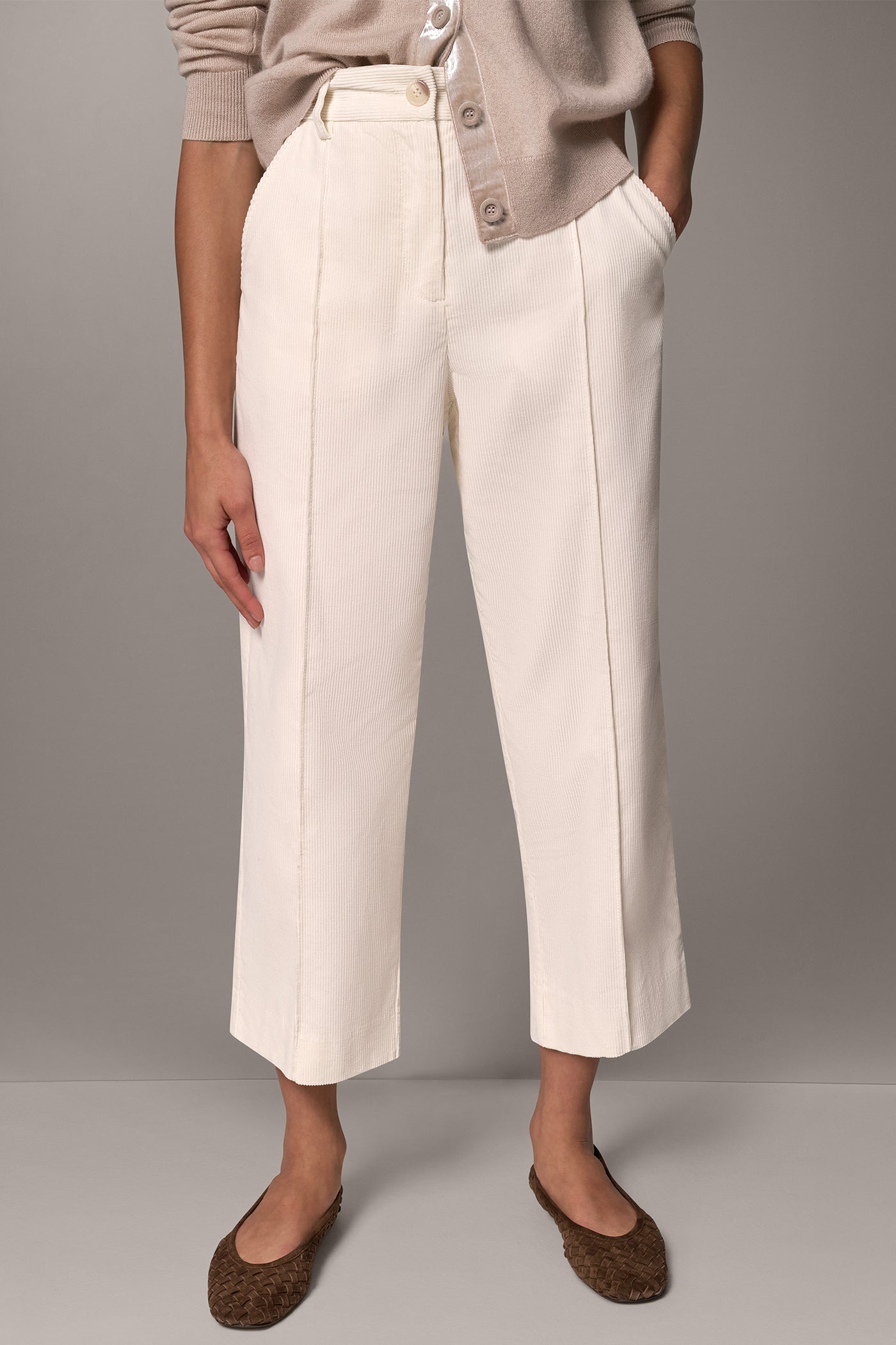 CROPPED CORDUROY PINTUCK PANT VIEW 1