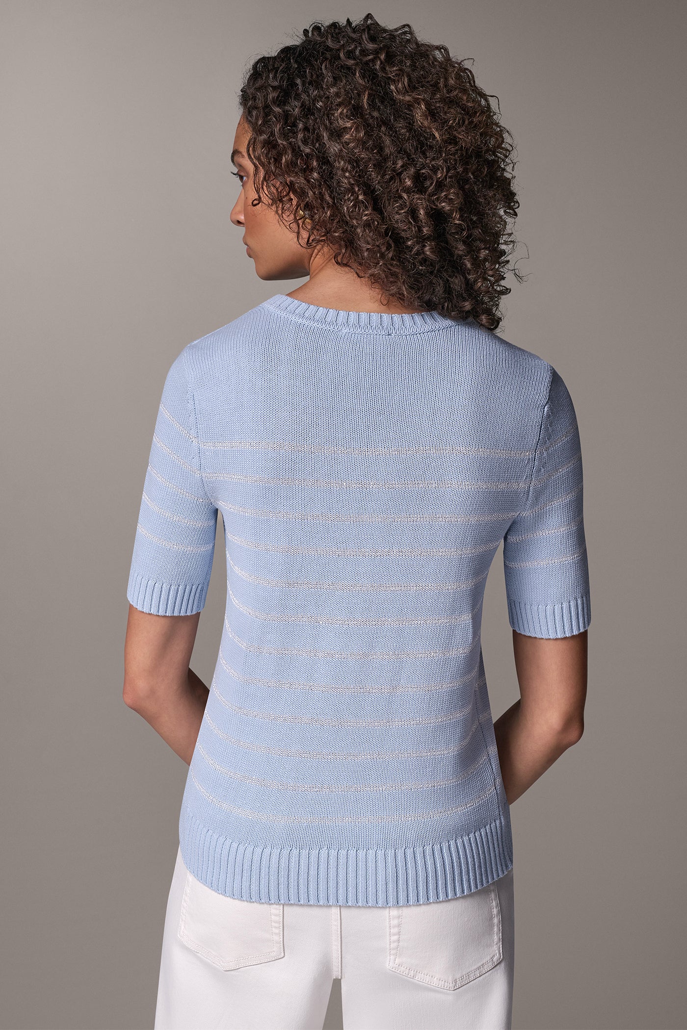 COTTON-BLEND SEQUIN STRIPE SWEATER VIEW 3
