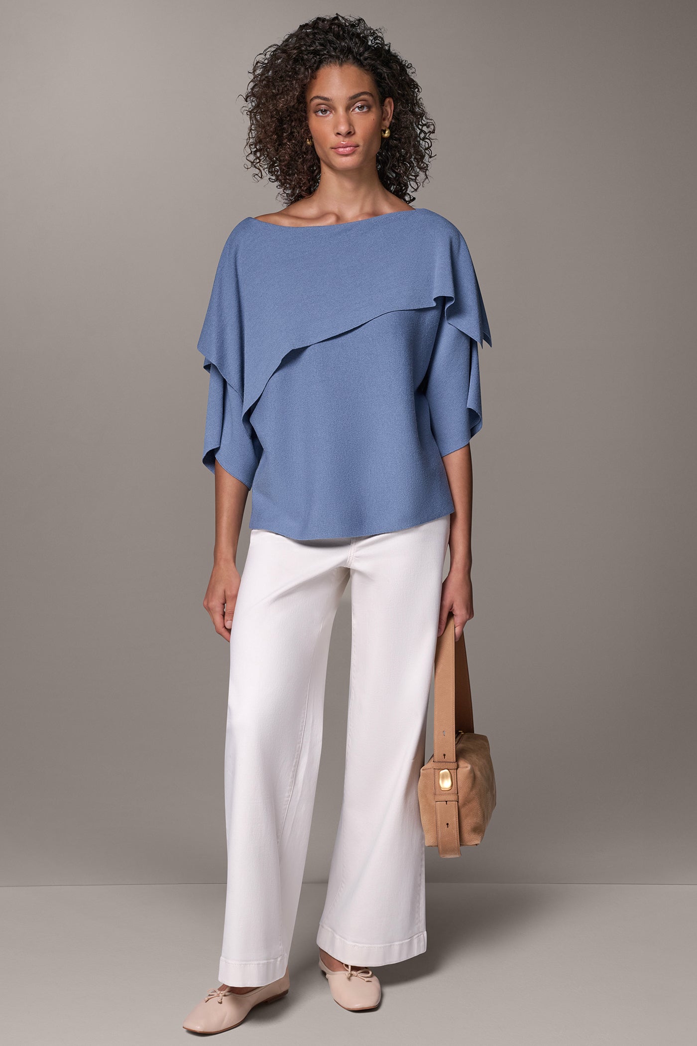 ASYMMETRIC DRAPE BRACELET-SLEEVE SWEATER VIEW 6