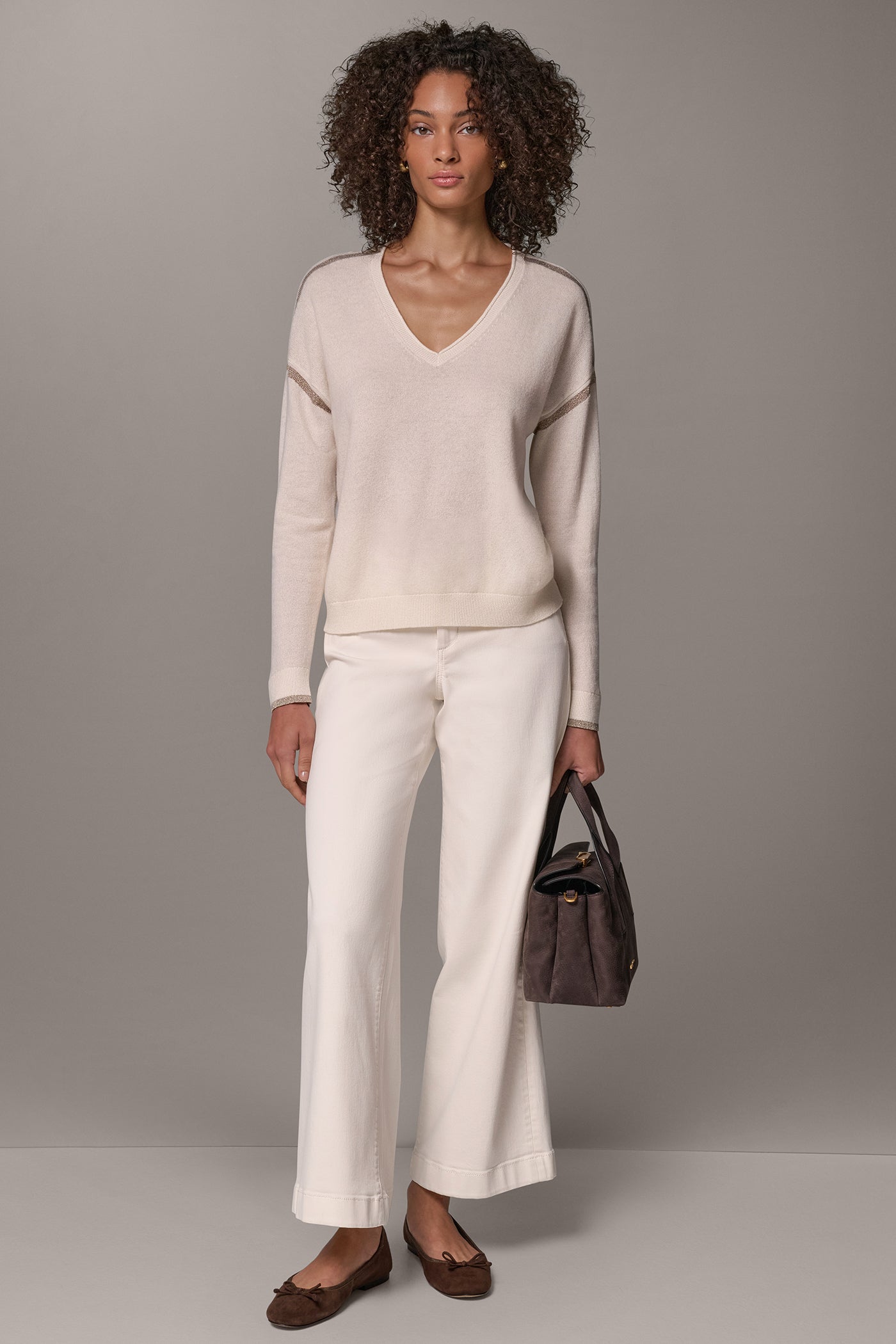 WOOL AND CASHMERE BLEND METALLIC TIP SWEATER VIEW 4
