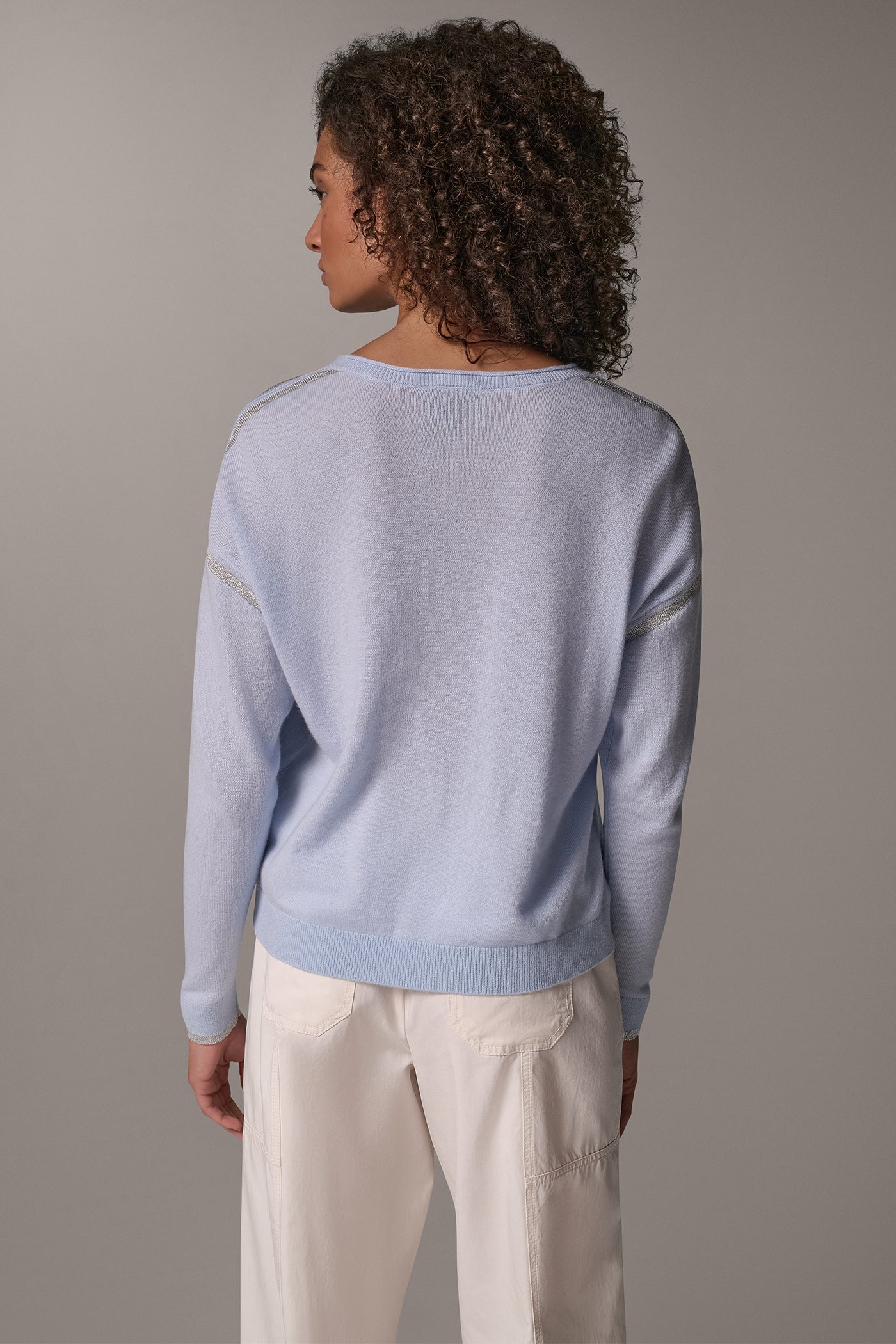 WOOL AND CASHMERE BLEND METALLIC TIP SWEATER VIEW 4