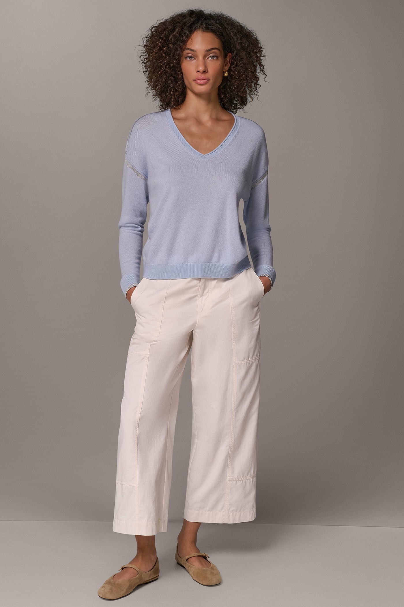 WOOL AND CASHMERE BLEND METALLIC TIP SWEATER VIEW 6