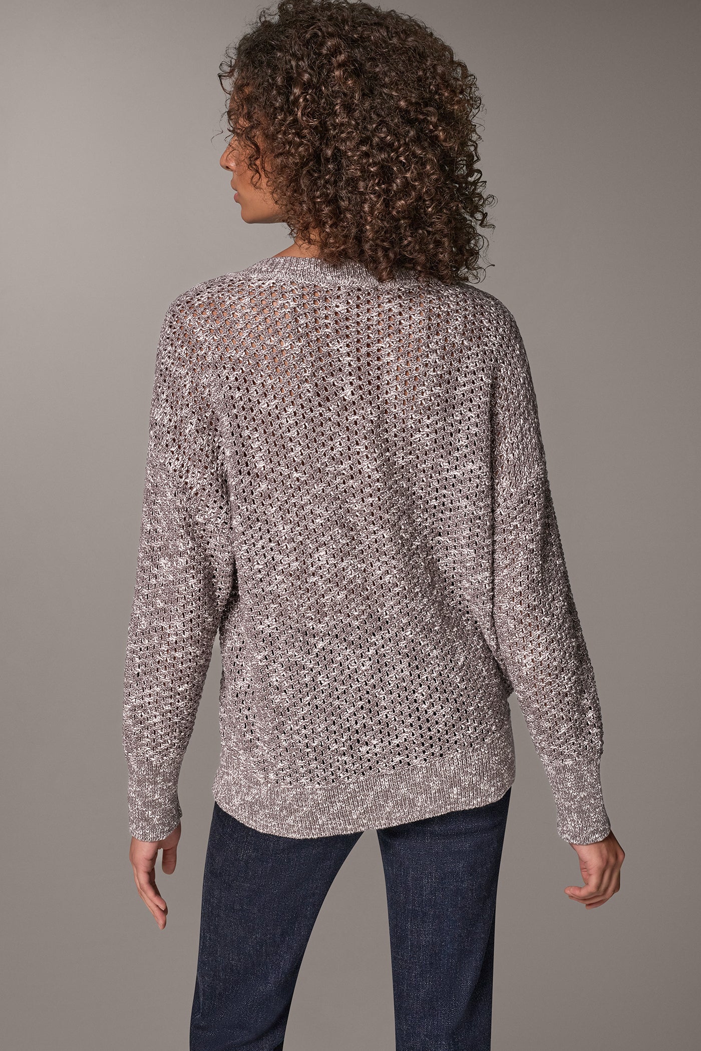 METALLIC OPEN STITCH SWEATER VIEW 3