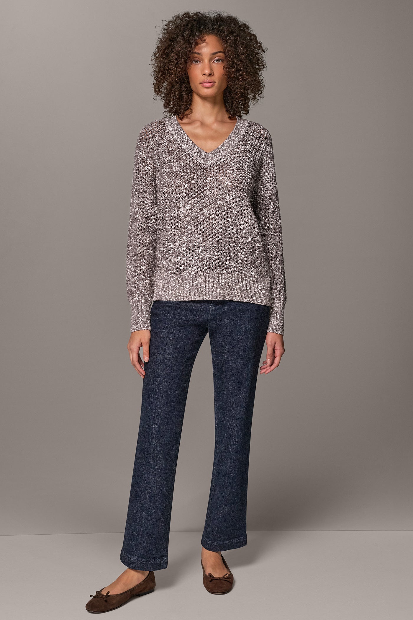 METALLIC OPEN STITCH SWEATER VIEW 6