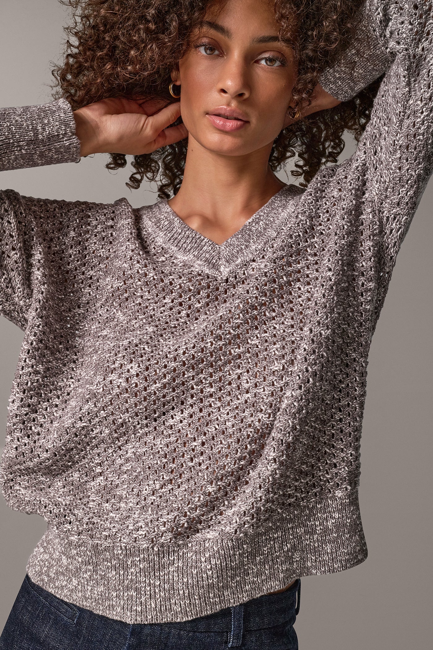 METALLIC OPEN STITCH SWEATER VIEW 2