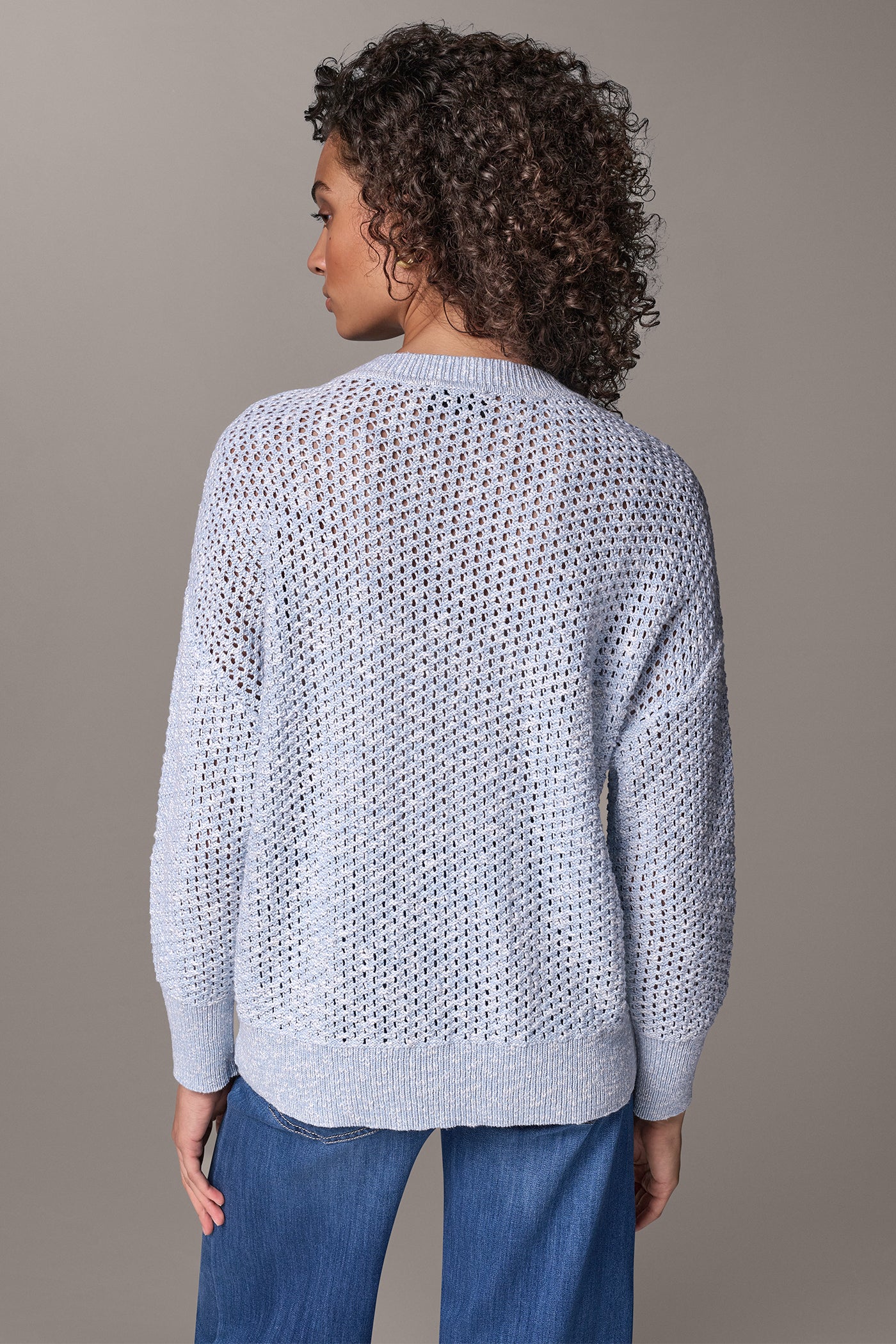 METALLIC OPEN STITCH SWEATER VIEW 3