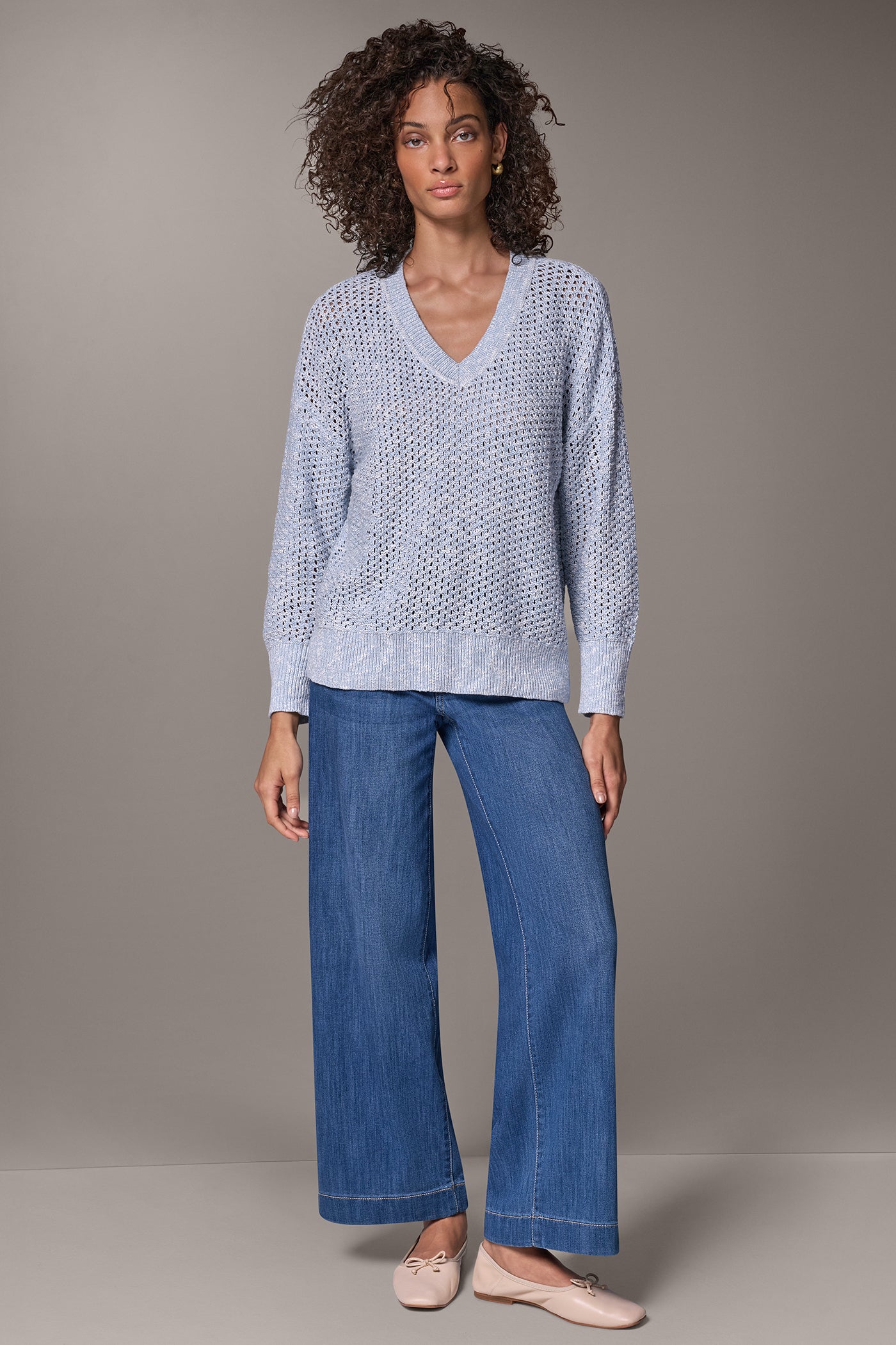 METALLIC OPEN STITCH SWEATER VIEW 6