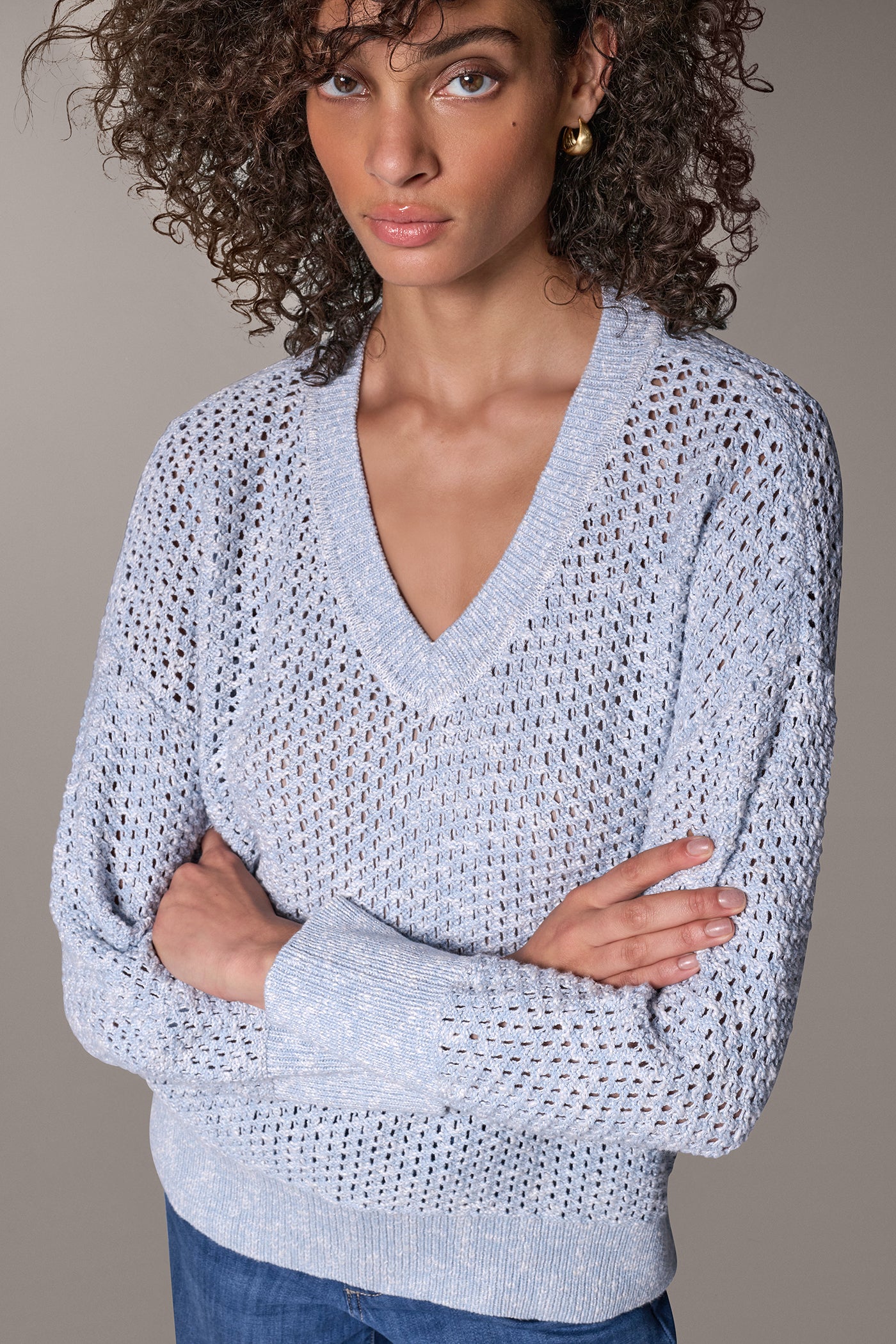 METALLIC OPEN STITCH SWEATER VIEW 2