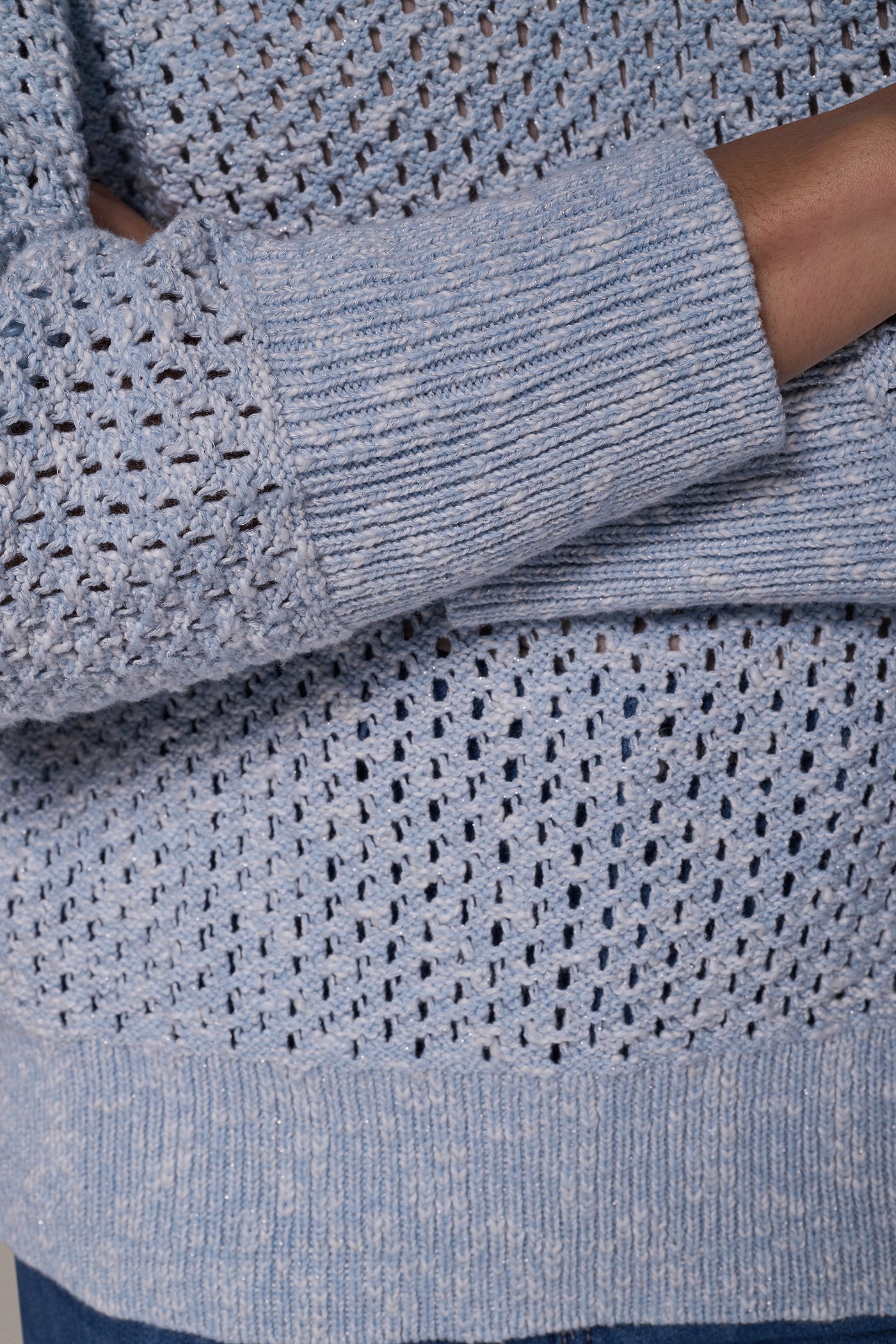METALLIC OPEN STITCH SWEATER VIEW 5