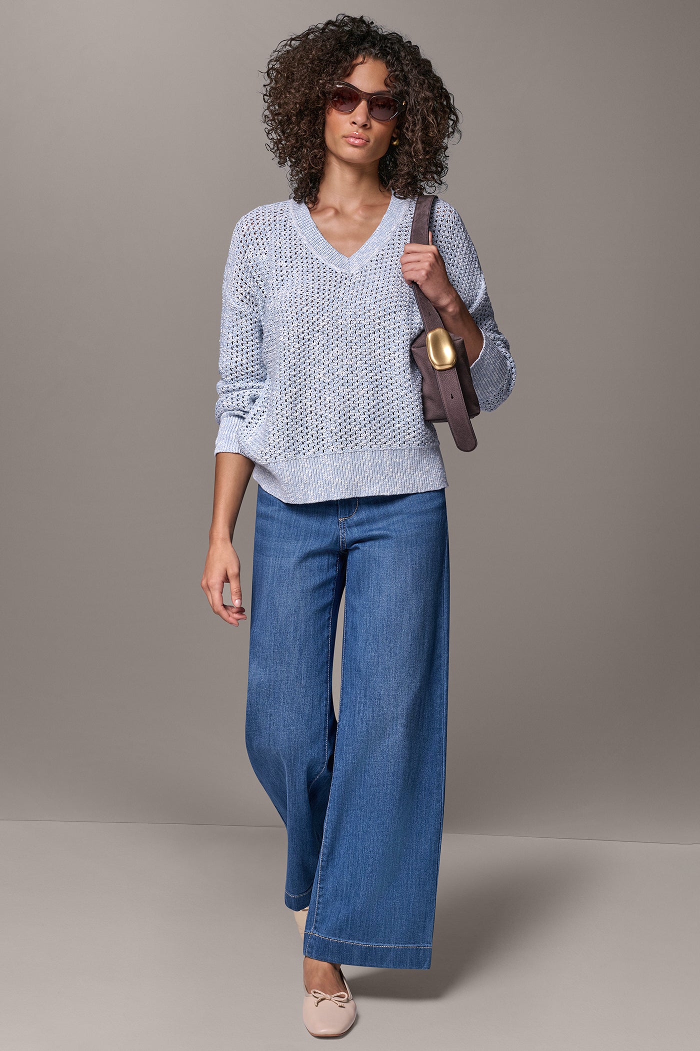 METALLIC OPEN STITCH SWEATER VIEW 7