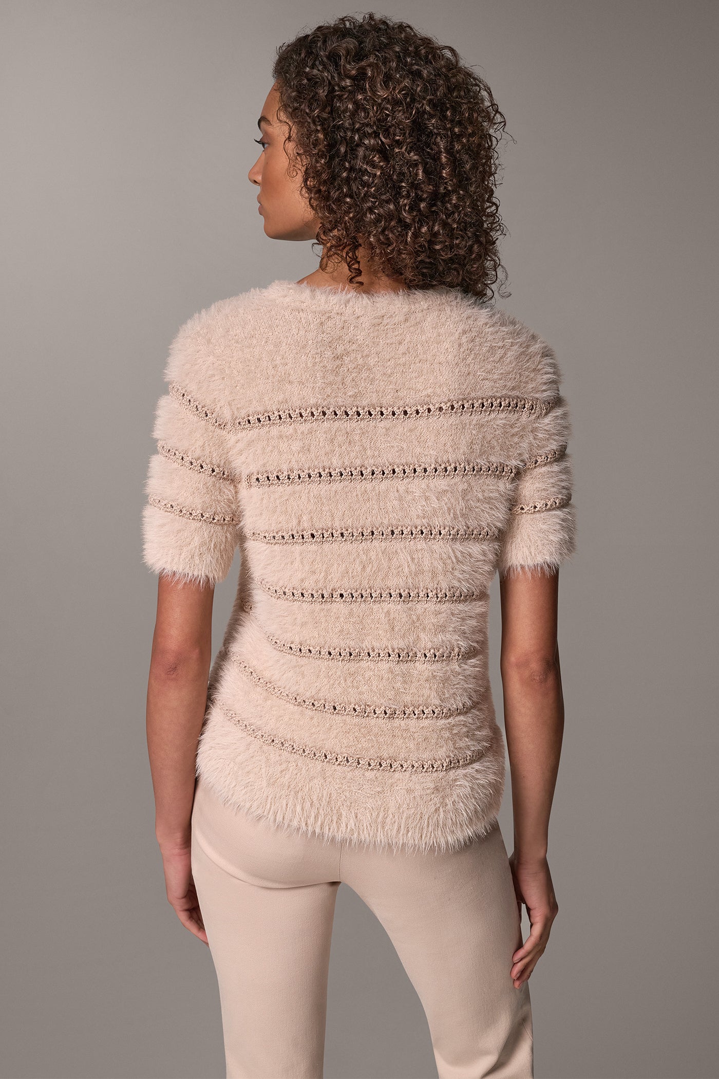 SEQUIN STRIPE FEATHER SWEATER VIEW 3