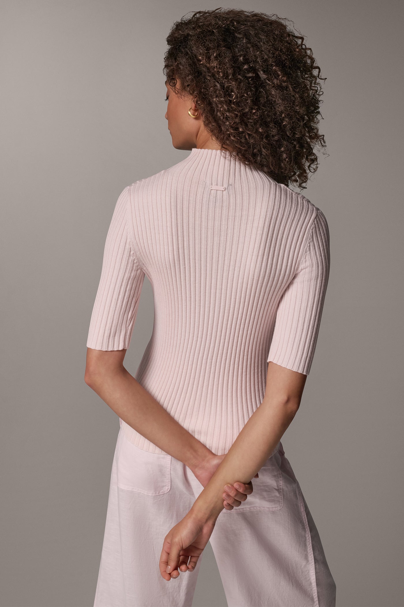 MERINO WOOL MOCK-NECK SWEATER VIEW 3 | Donna Karan Weekend Tops