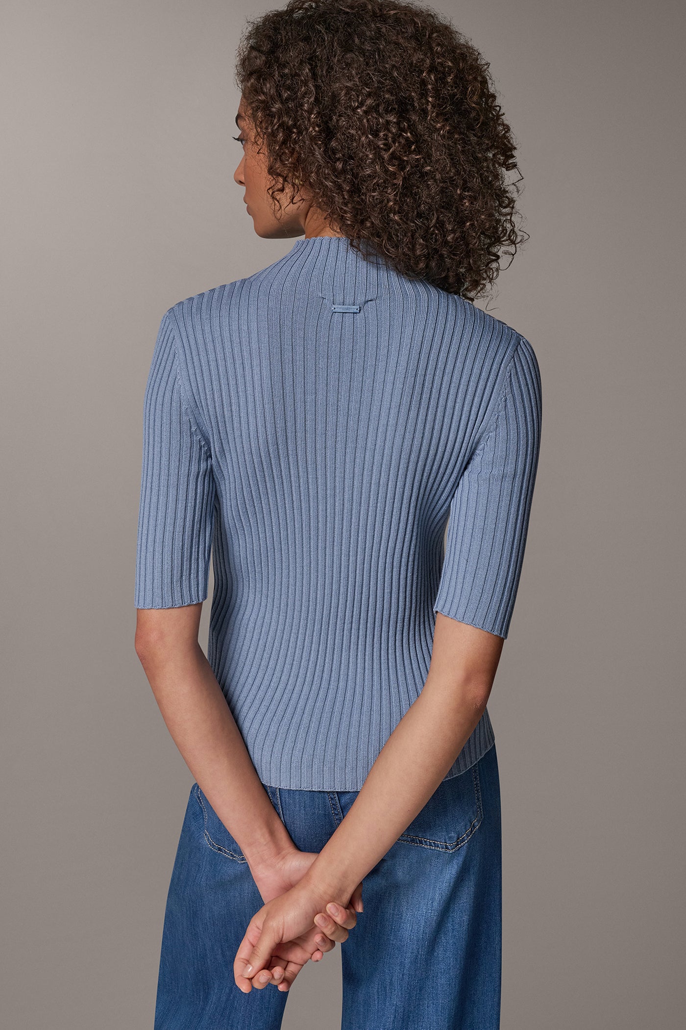 RIBBED MERINO WOOL ELBOW-SLEEVE SWEATER VIEW 3
