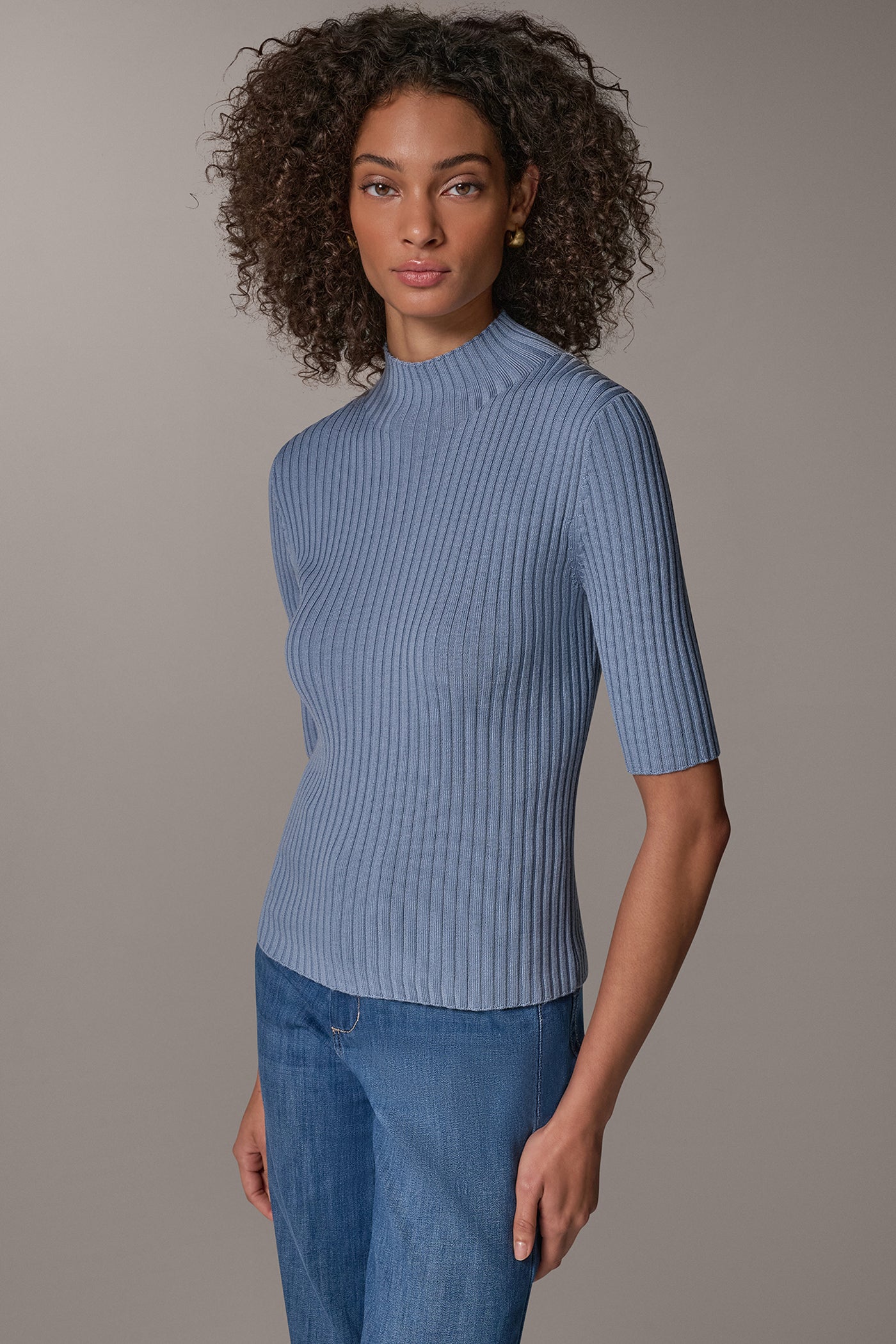 RIBBED MERINO WOOL ELBOW-SLEEVE SWEATER VIEW 4