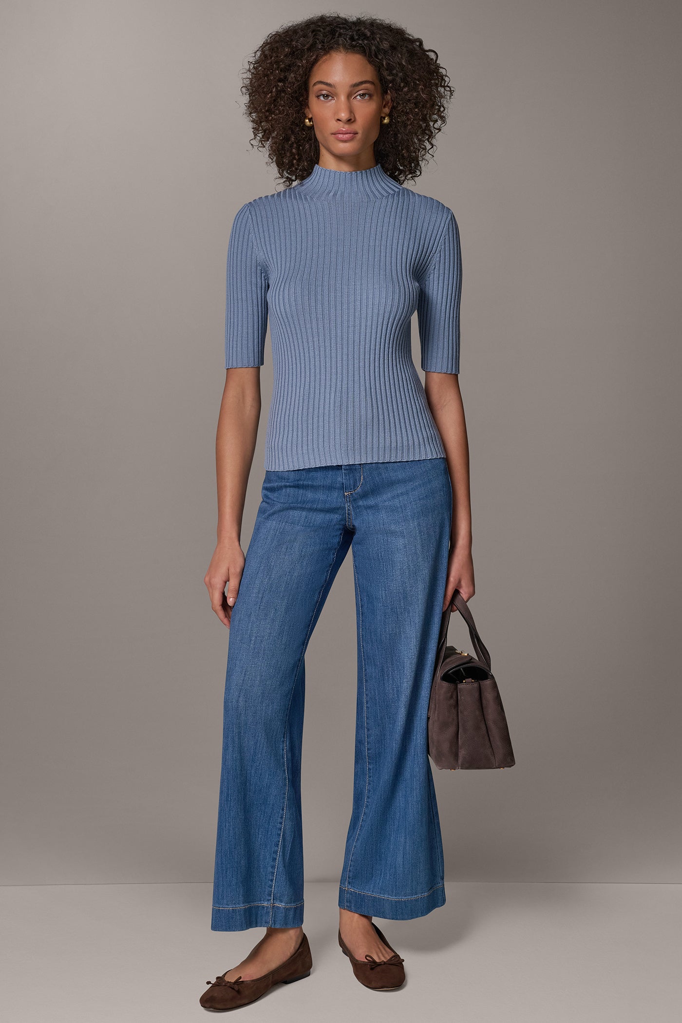 RIBBED MERINO WOOL ELBOW-SLEEVE SWEATER VIEW 5