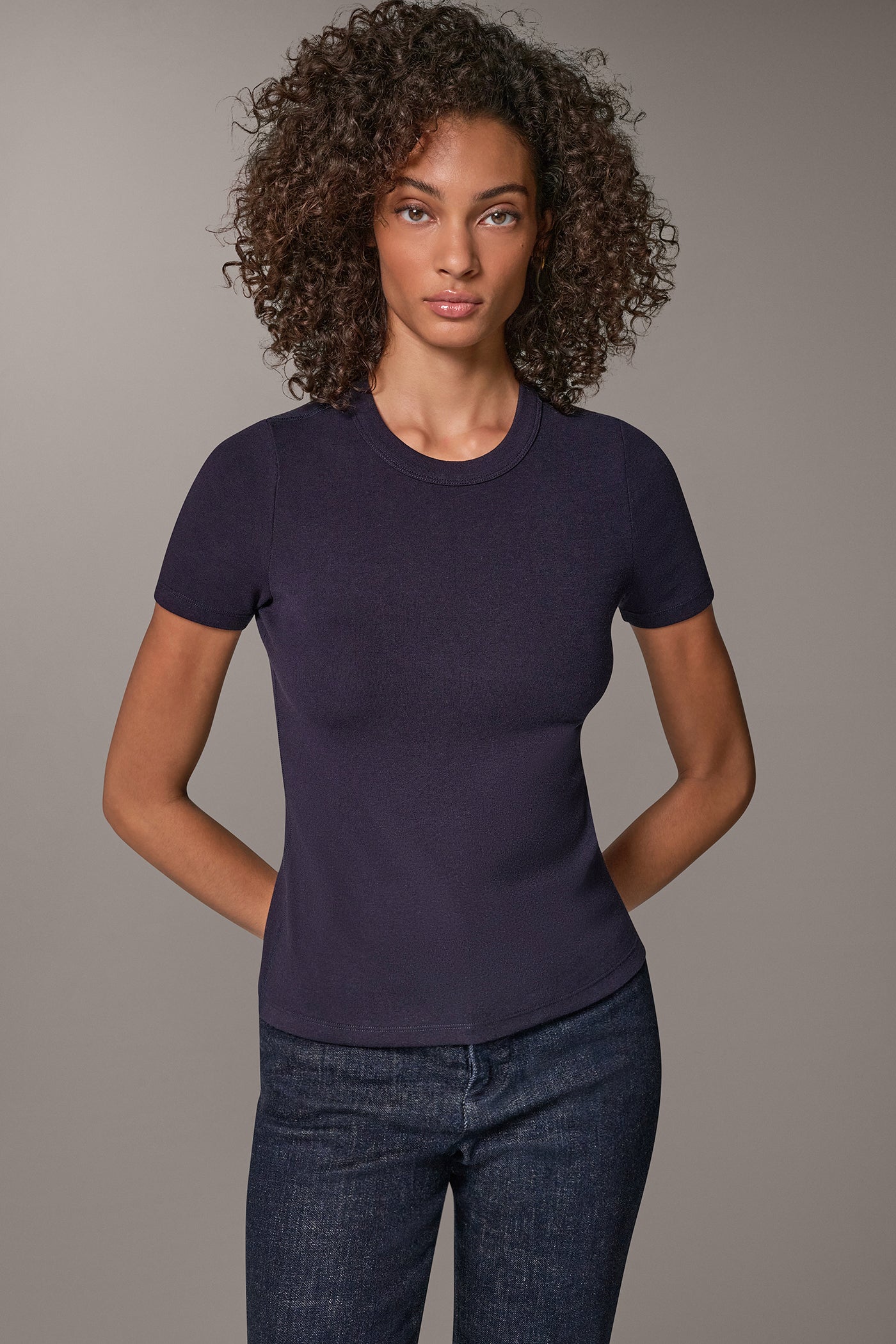 COTTON AND MODAL RIB TEE VIEW 1