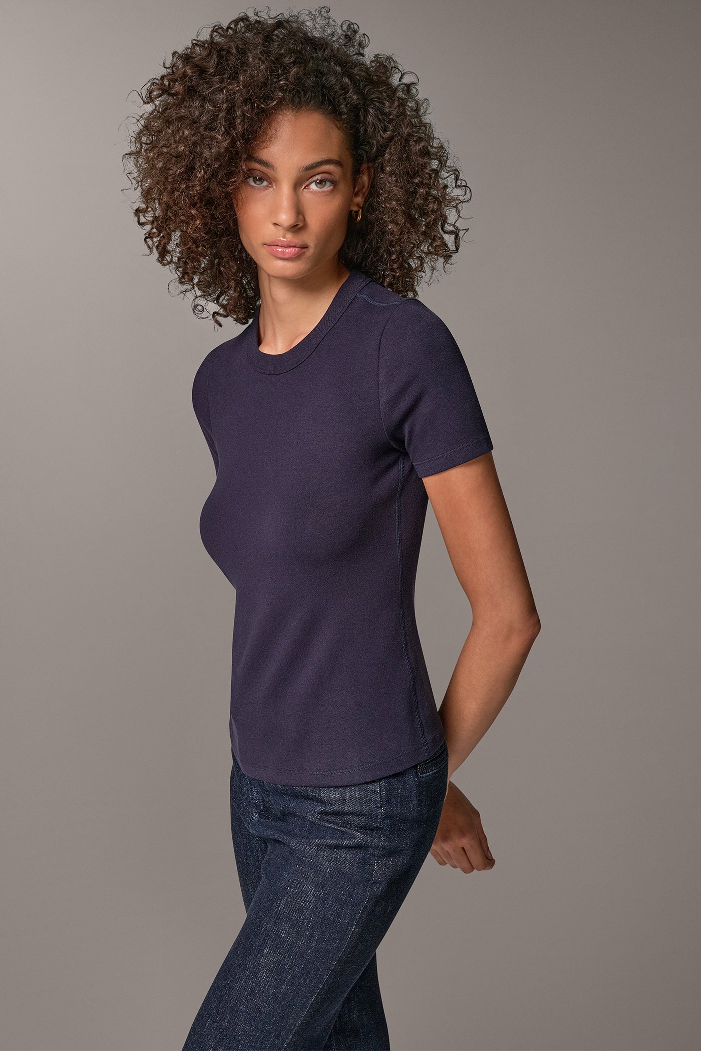 COTTON AND MODAL RIB TEE VIEW 2