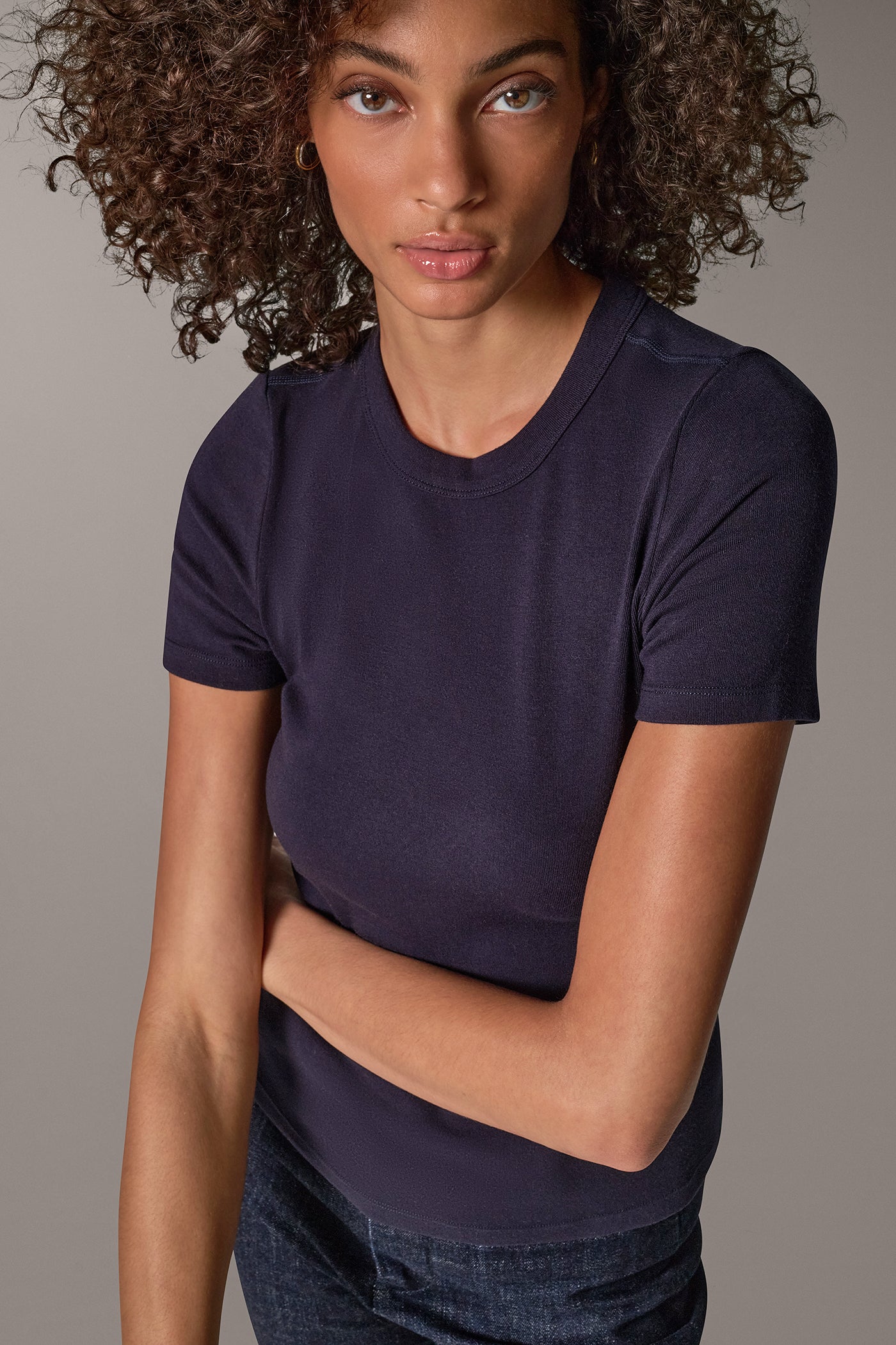 COTTON AND MODAL RIB TEE VIEW 4