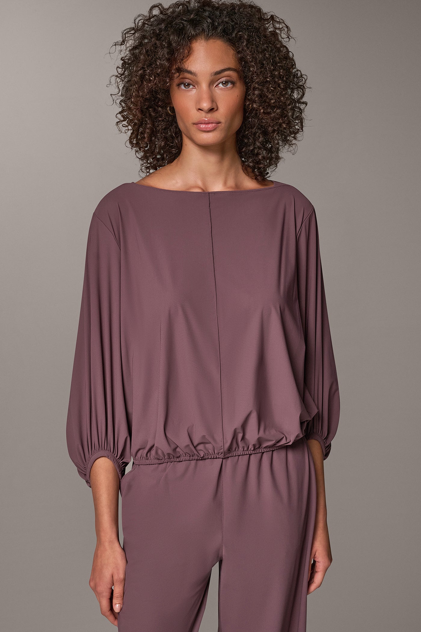 BALLOON SLEEVE BOATNECK BLOUSE VIEW 1