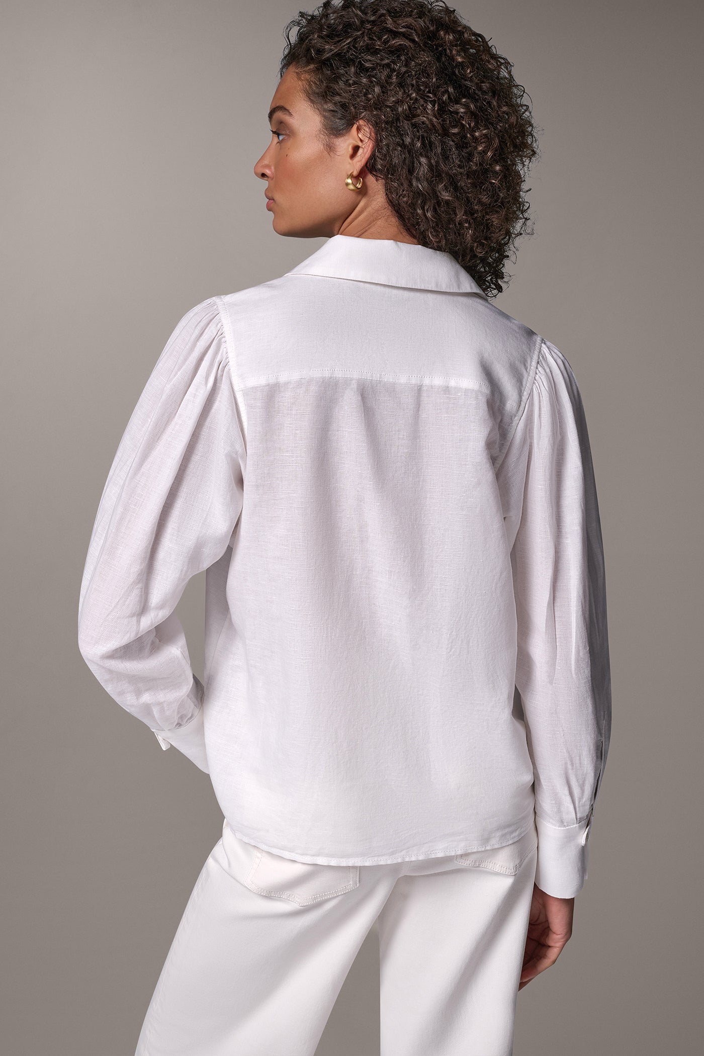 LINEN AND COTTON BATWING SLEEVE SHIRT VIEW 3