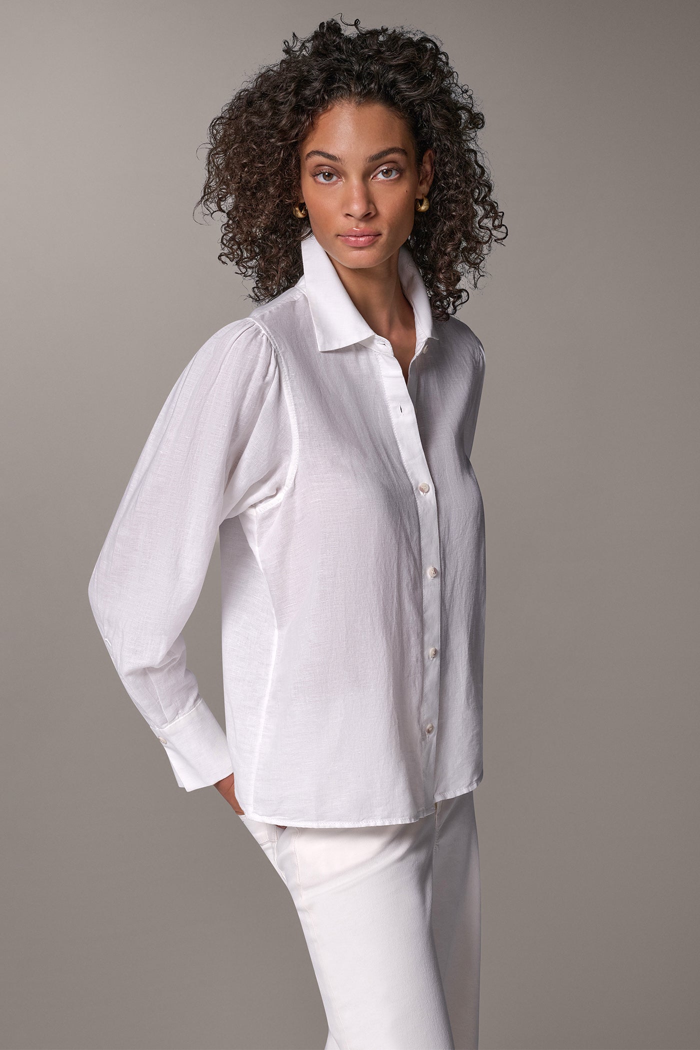 LINEN AND COTTON BATWING SLEEVE SHIRT VIEW 2
