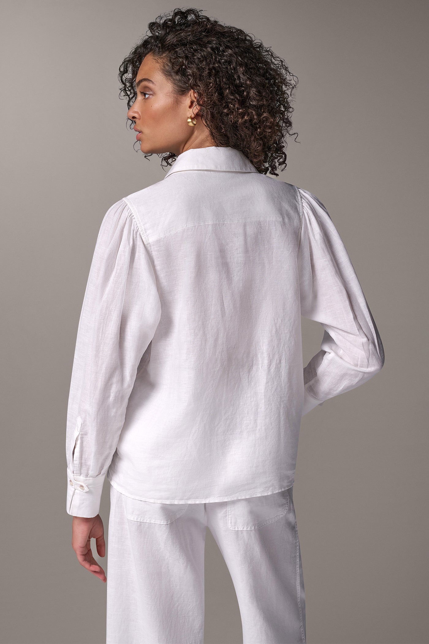 LINEN AND COTTON BATWING SLEEVE SHIRT VIEW 8