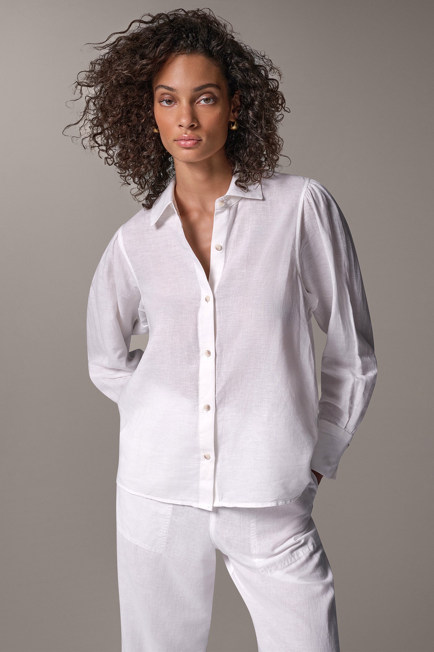 LINEN AND COTTON BATWING SLEEVE SHIRT VIEW 9
