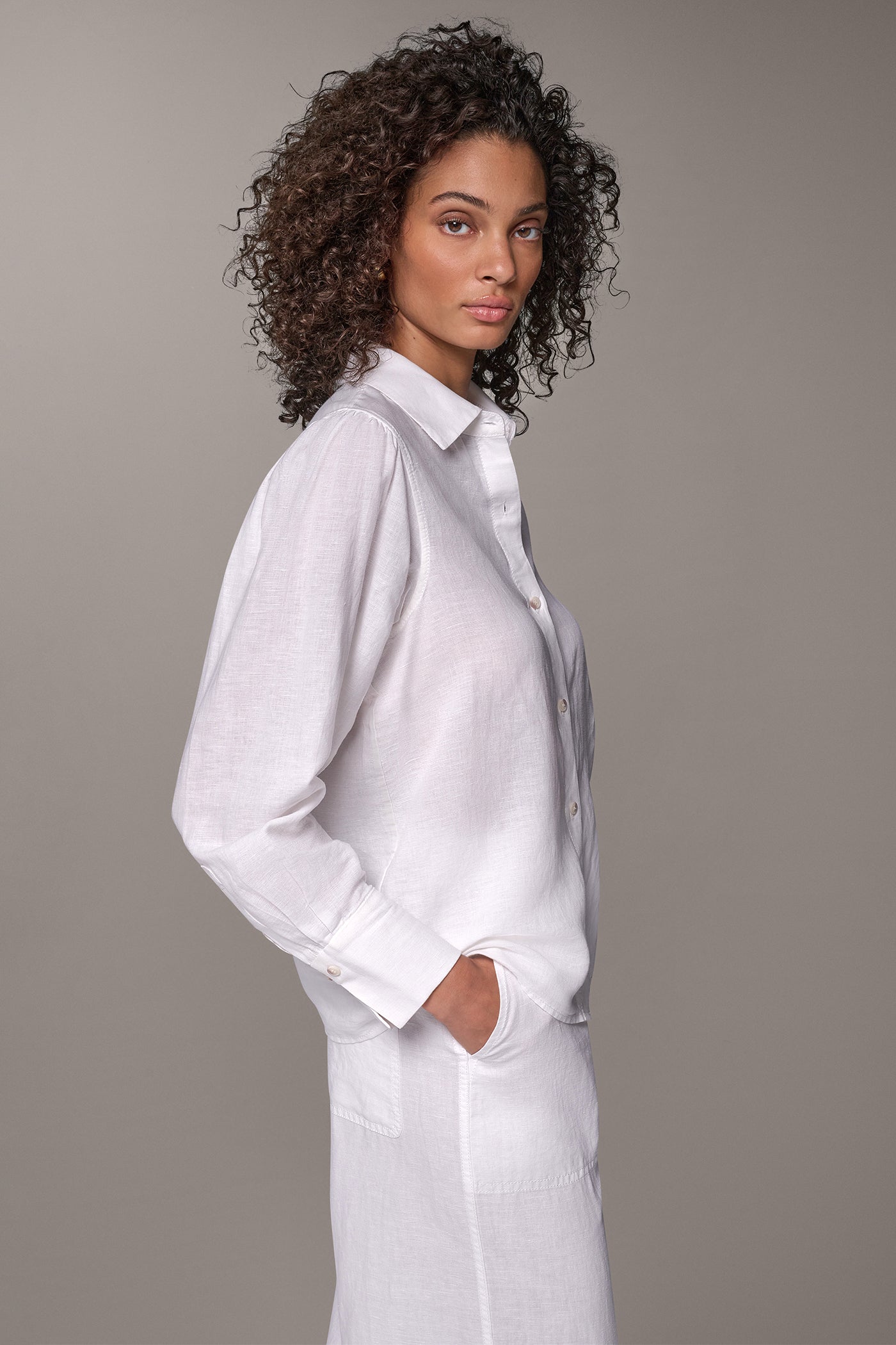 LINEN AND COTTON BATWING SLEEVE SHIRT VIEW 10