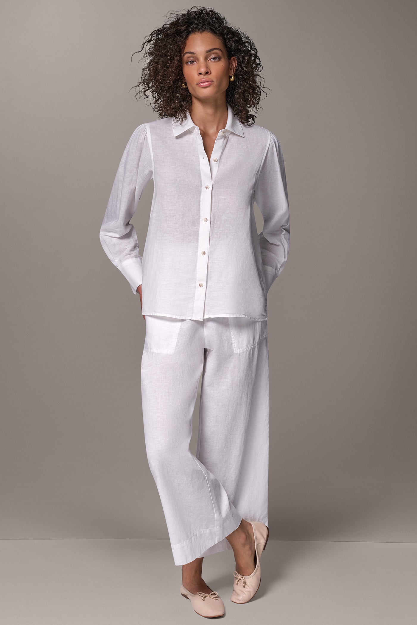 LINEN AND COTTON BATWING SLEEVE SHIRT VIEW 11