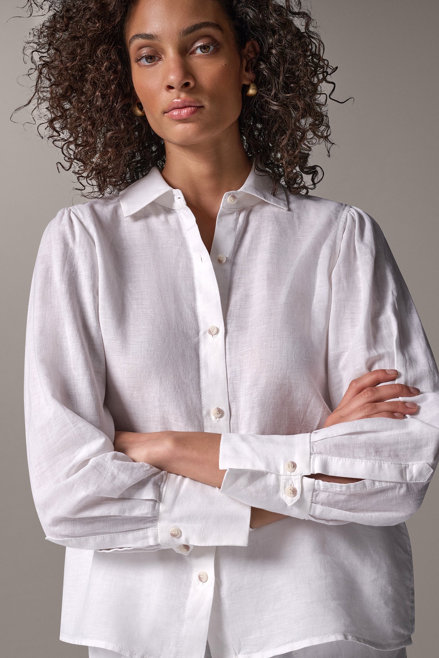 LINEN AND COTTON BATWING SLEEVE SHIRT VIEW 4