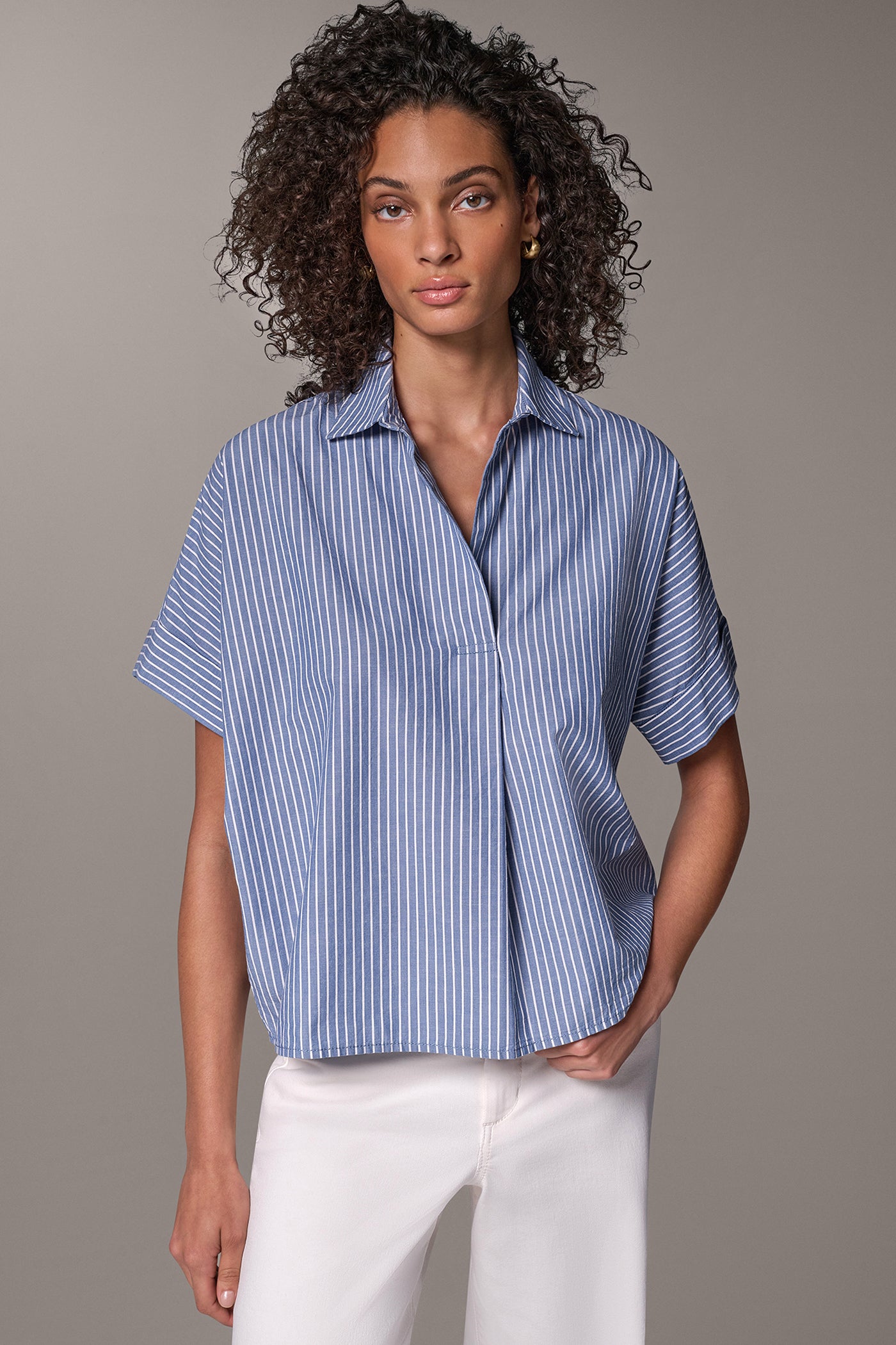 STRIPED COCOON PULLOVER BLOUSE