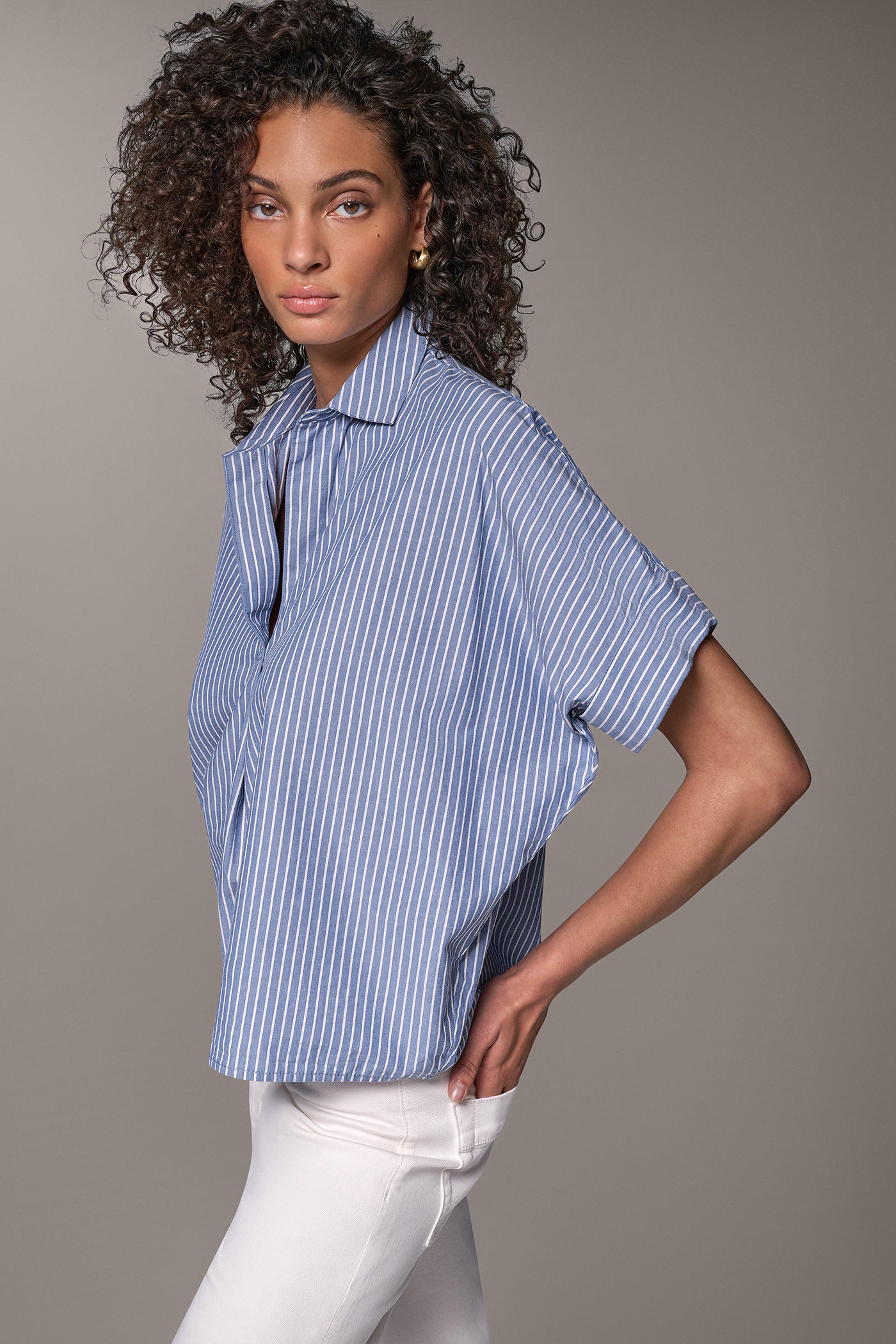 STRIPED COCOON PULLOVER BLOUSE (alternate view)