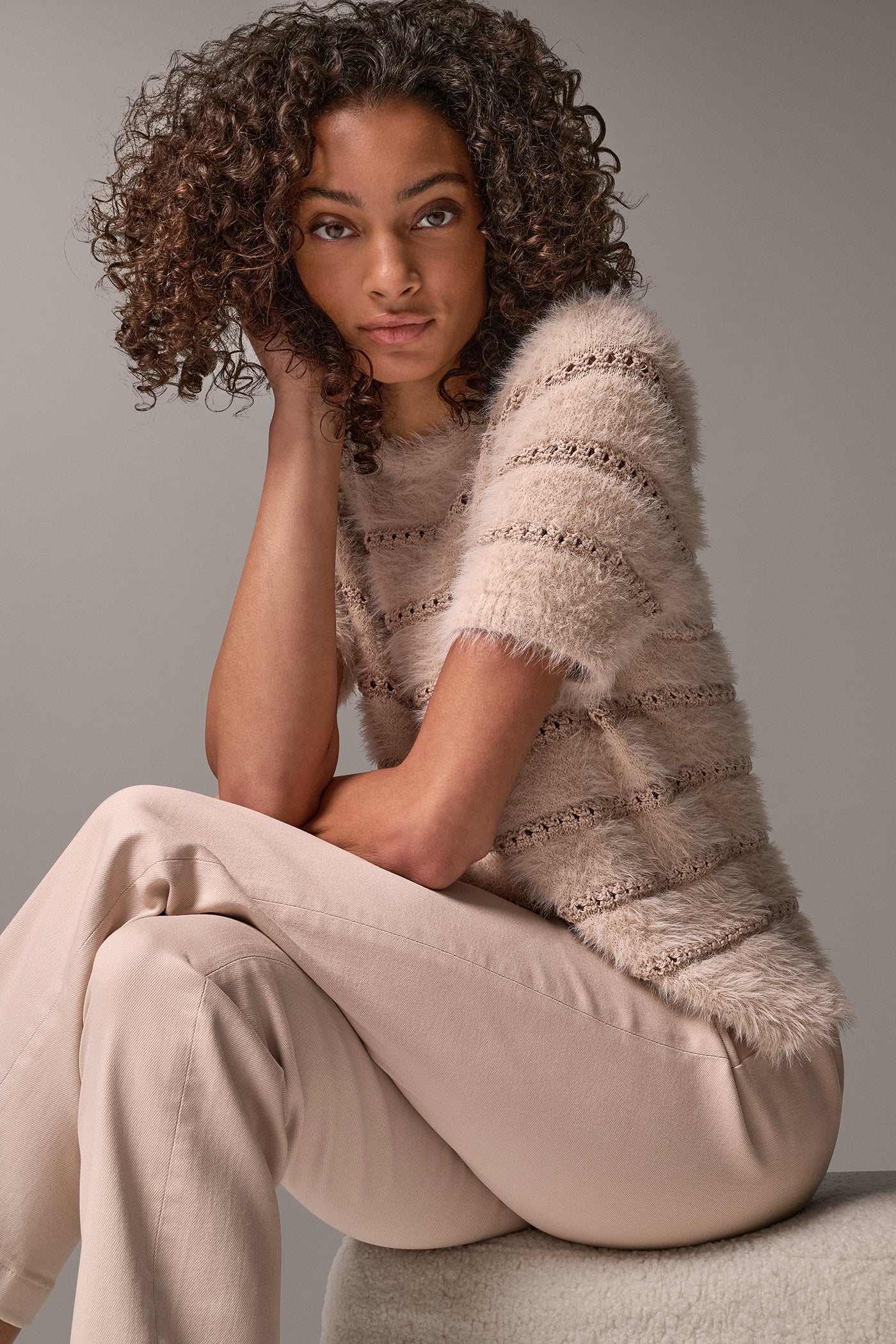 SEQUIN STRIPE FEATHER SWEATER VIEW 13