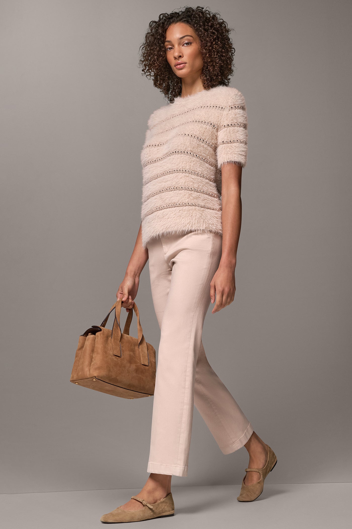 SEQUIN STRIPE FEATHER SWEATER VIEW 7