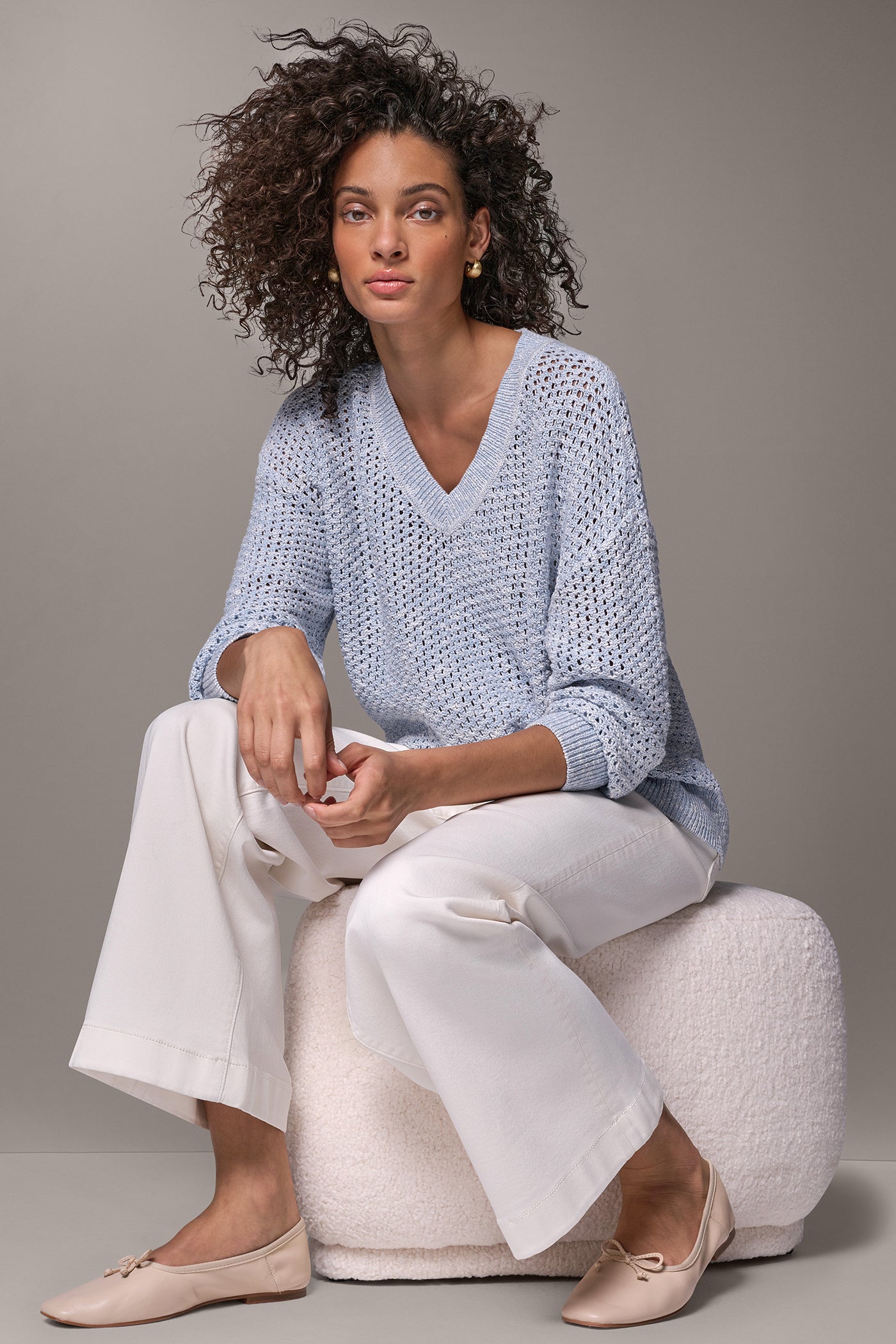 METALLIC OPEN STITCH SWEATER VIEW 12