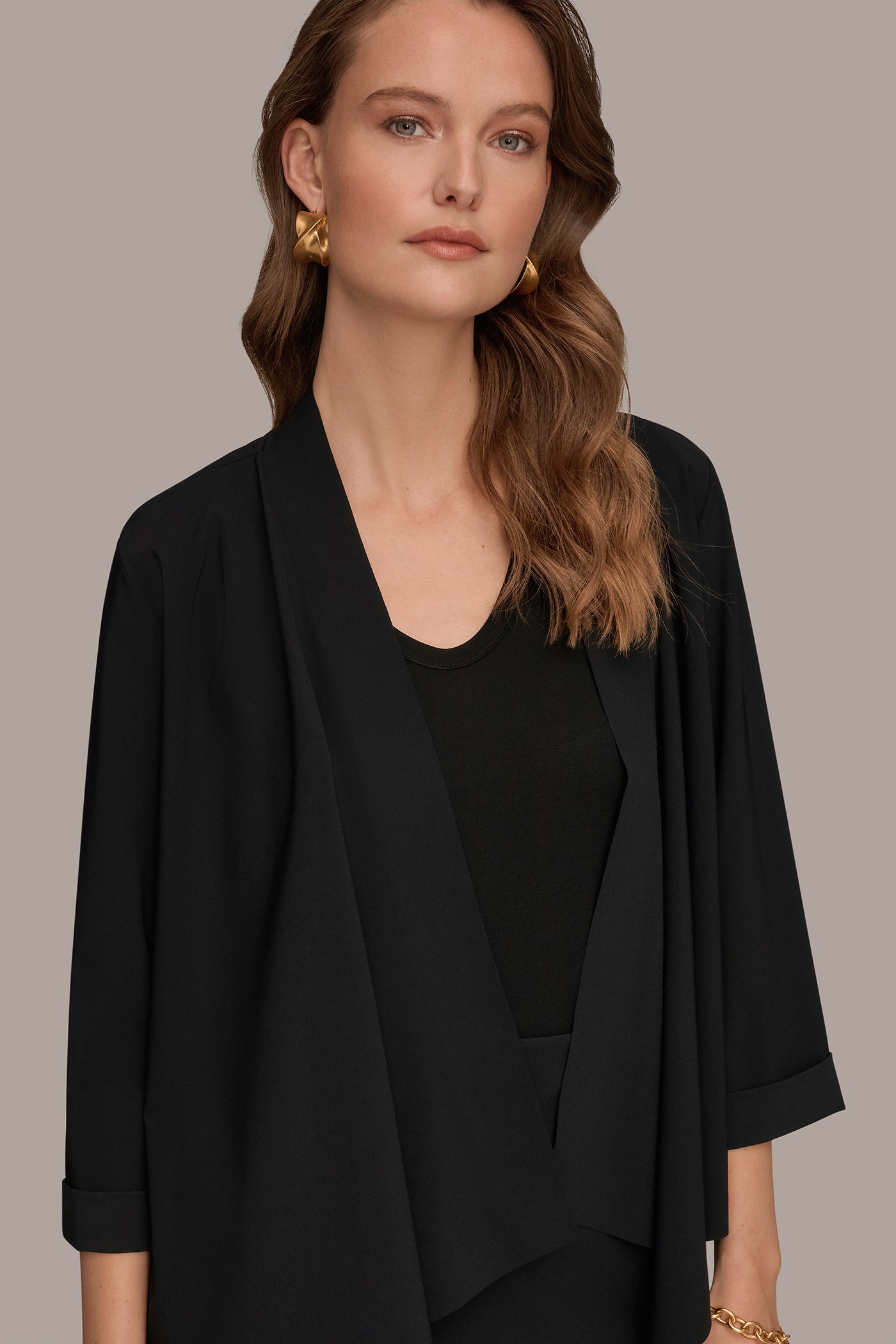 3/4 SLEEVE SHAWL CARDIGAN JACKET VIEW 4 | NEW DONNA KARAN WEEKEND