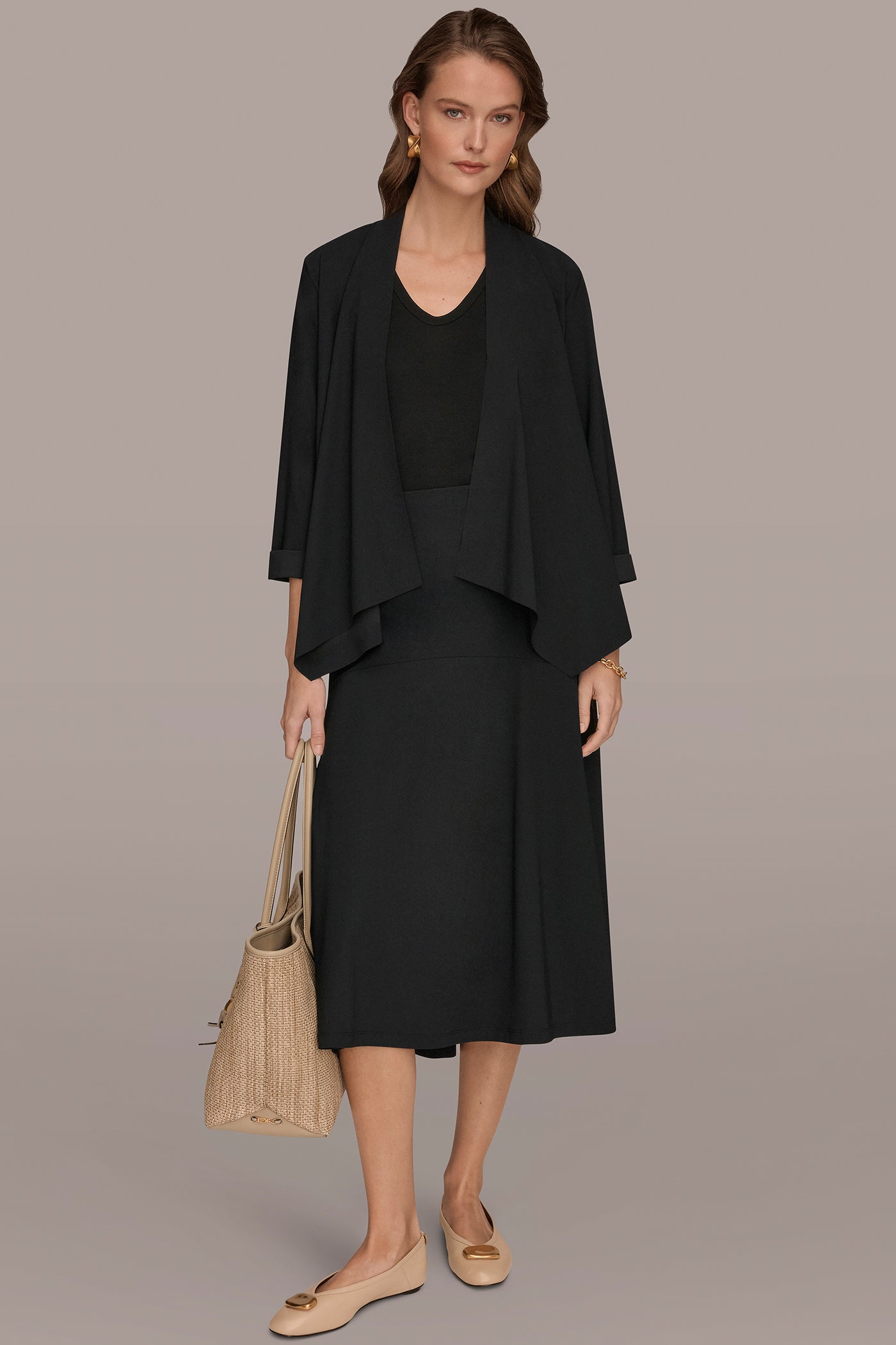 3/4 SLEEVE SHAWL CARDIGAN JACKET VIEW 6 | NEW DONNA KARAN WEEKEND