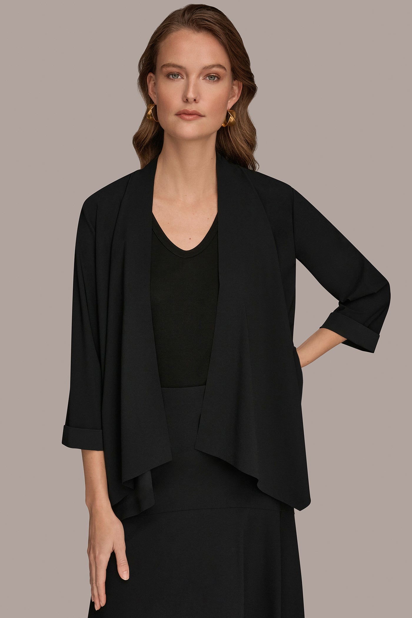 3/4 SLEEVE SHAWL CARDIGAN JACKET | View 1 | Donna Karan Weekend