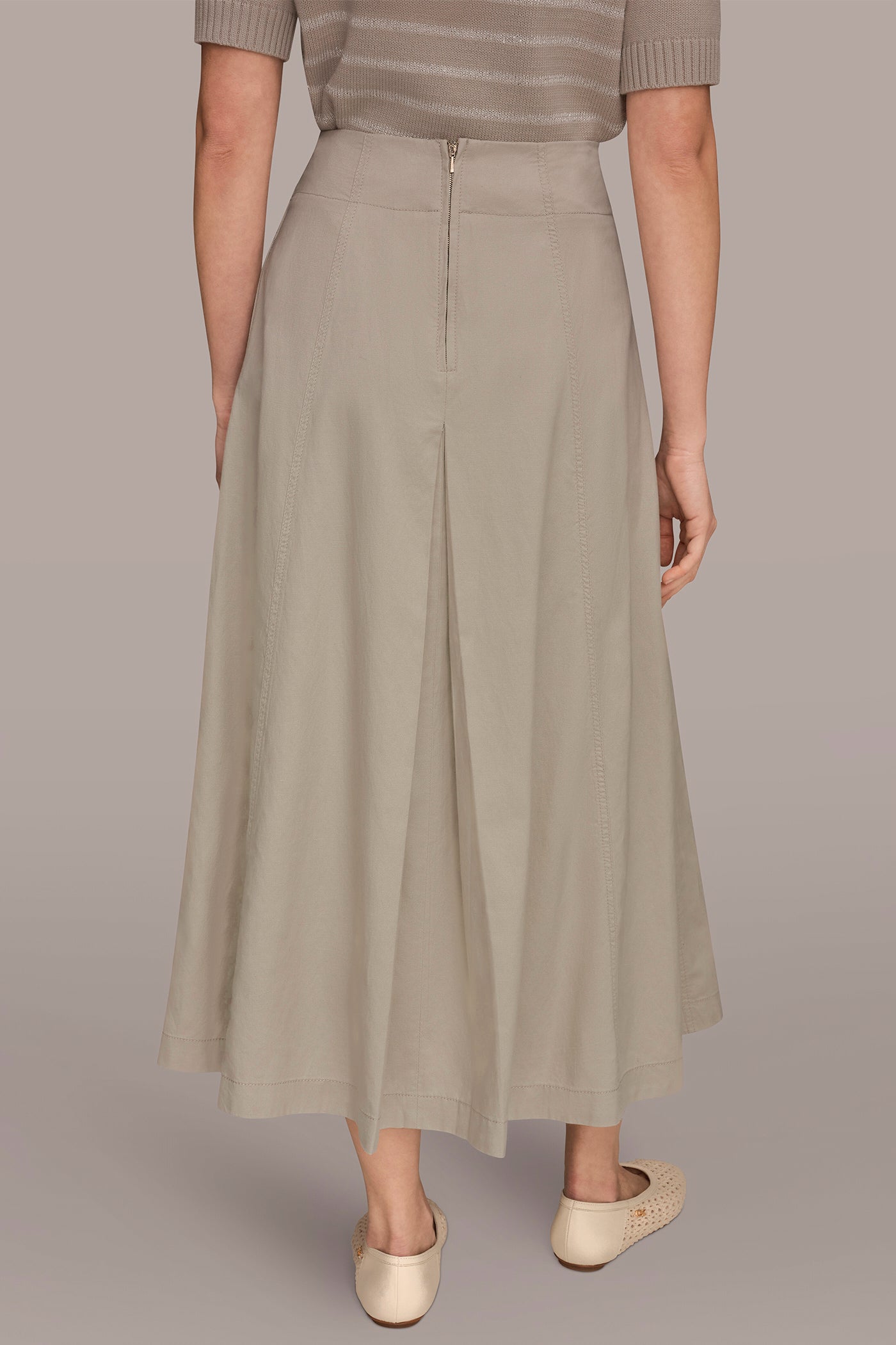 BRUSHED MIDI A-LINE PANEL SKIRT | View 2 | Donna Karan Weekend