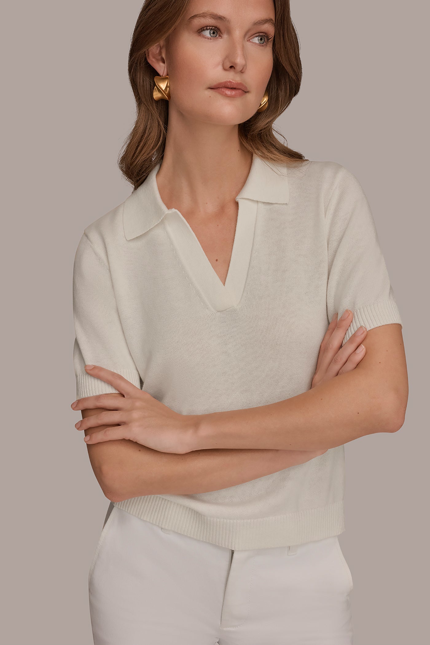 COTTON AND CASHMERE POLO SWEATER (alternate view)