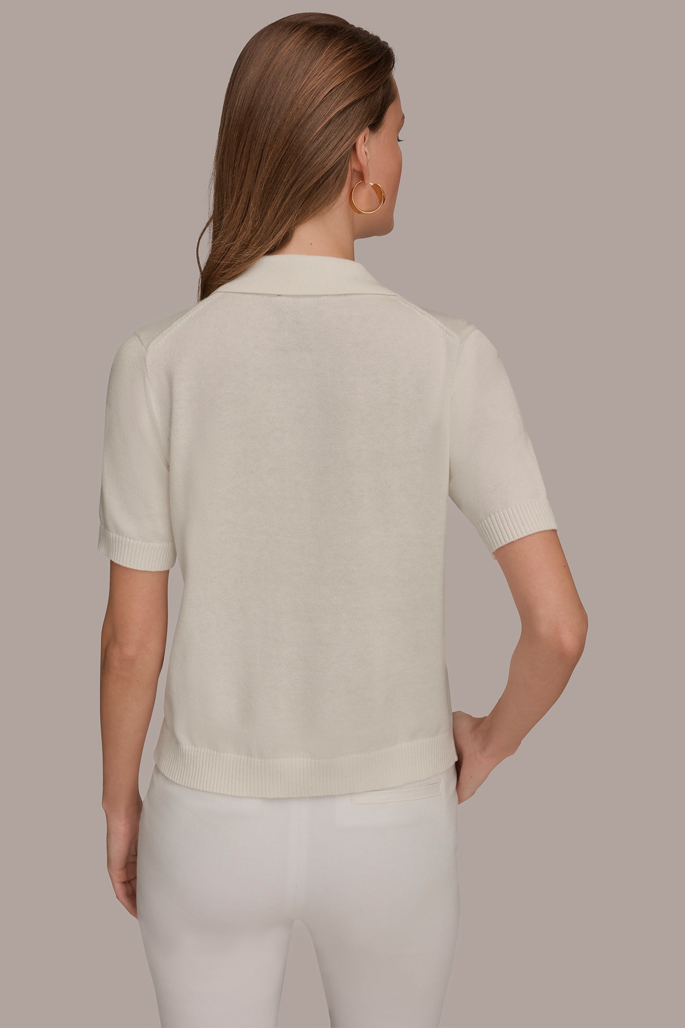 COTTON AND CASHMERE POLO SWEATER VIEW 3 | Tops