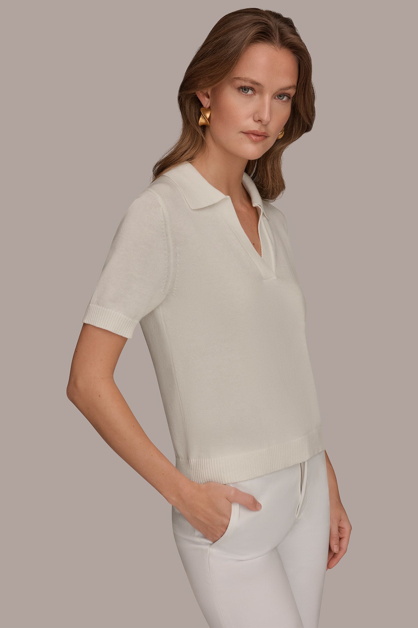 COTTON AND CASHMERE POLO SWEATER VIEW 4 | Tops