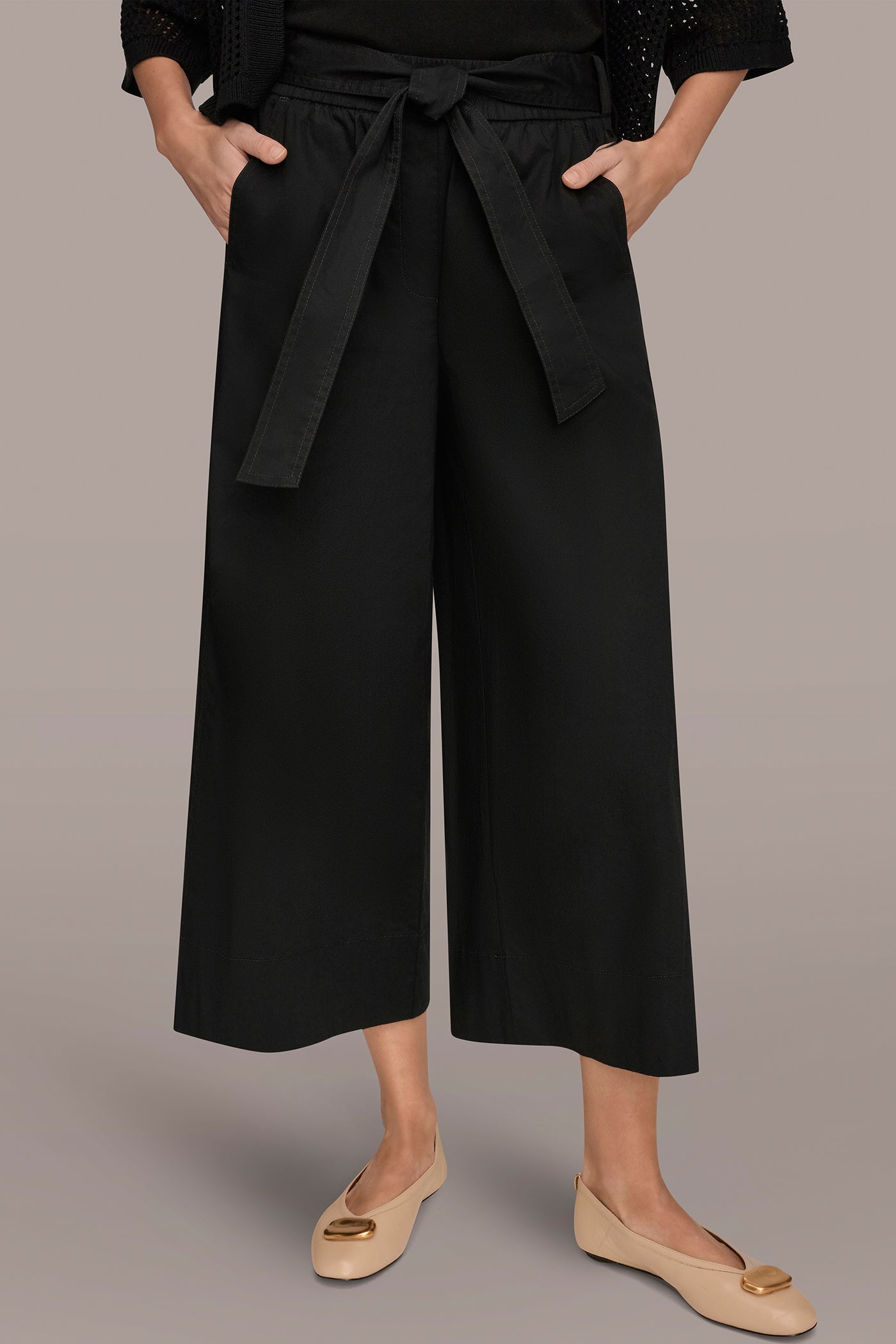 CROPPED MID-RISE WIDE-LEG PANT | View 1 | Donna Karan Weekend