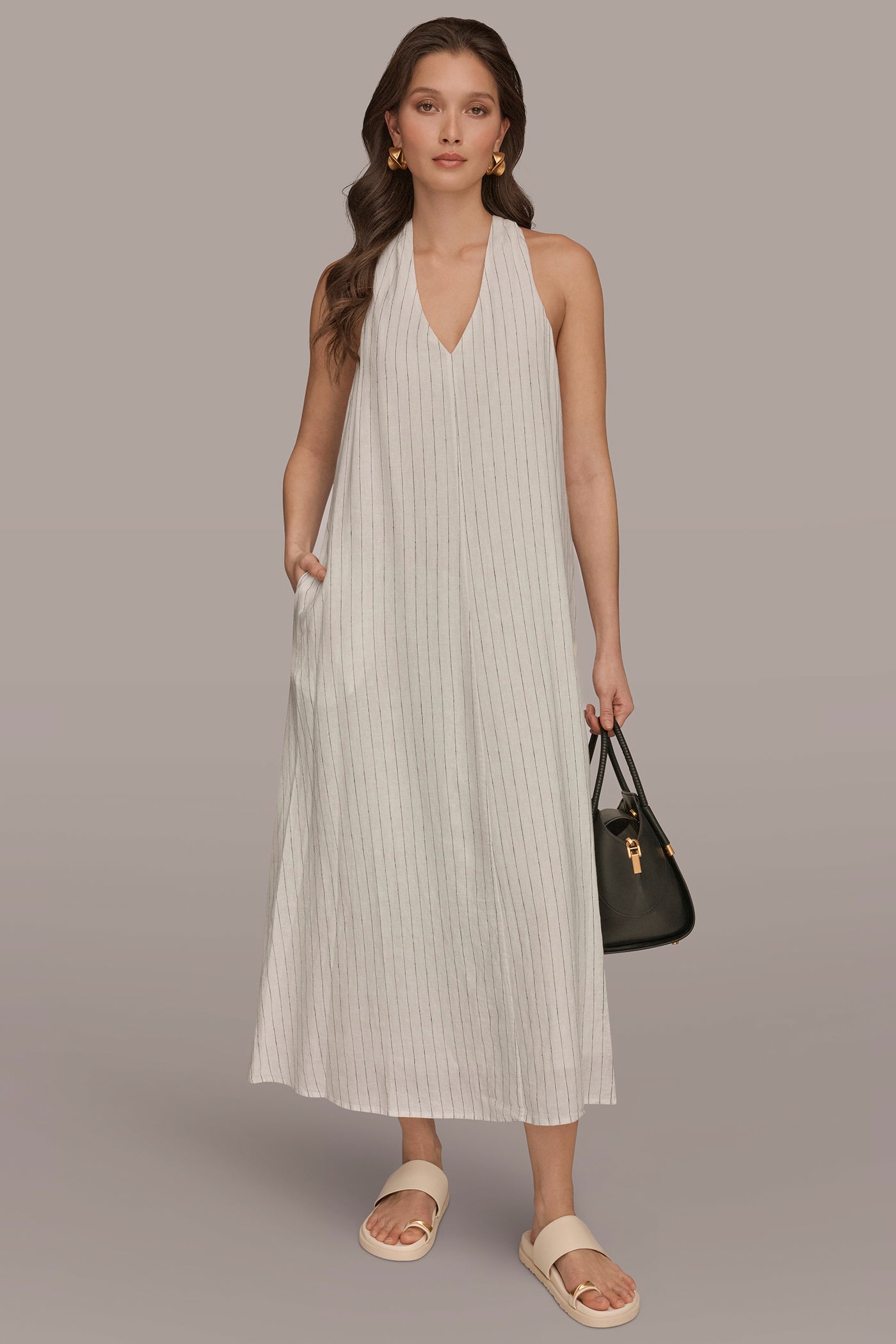 Twist Back Midi Halter Dress | A-Line Dress | Donna Karan Twist Back Midi Halter Dress | A-Line Dress | Donna Karan