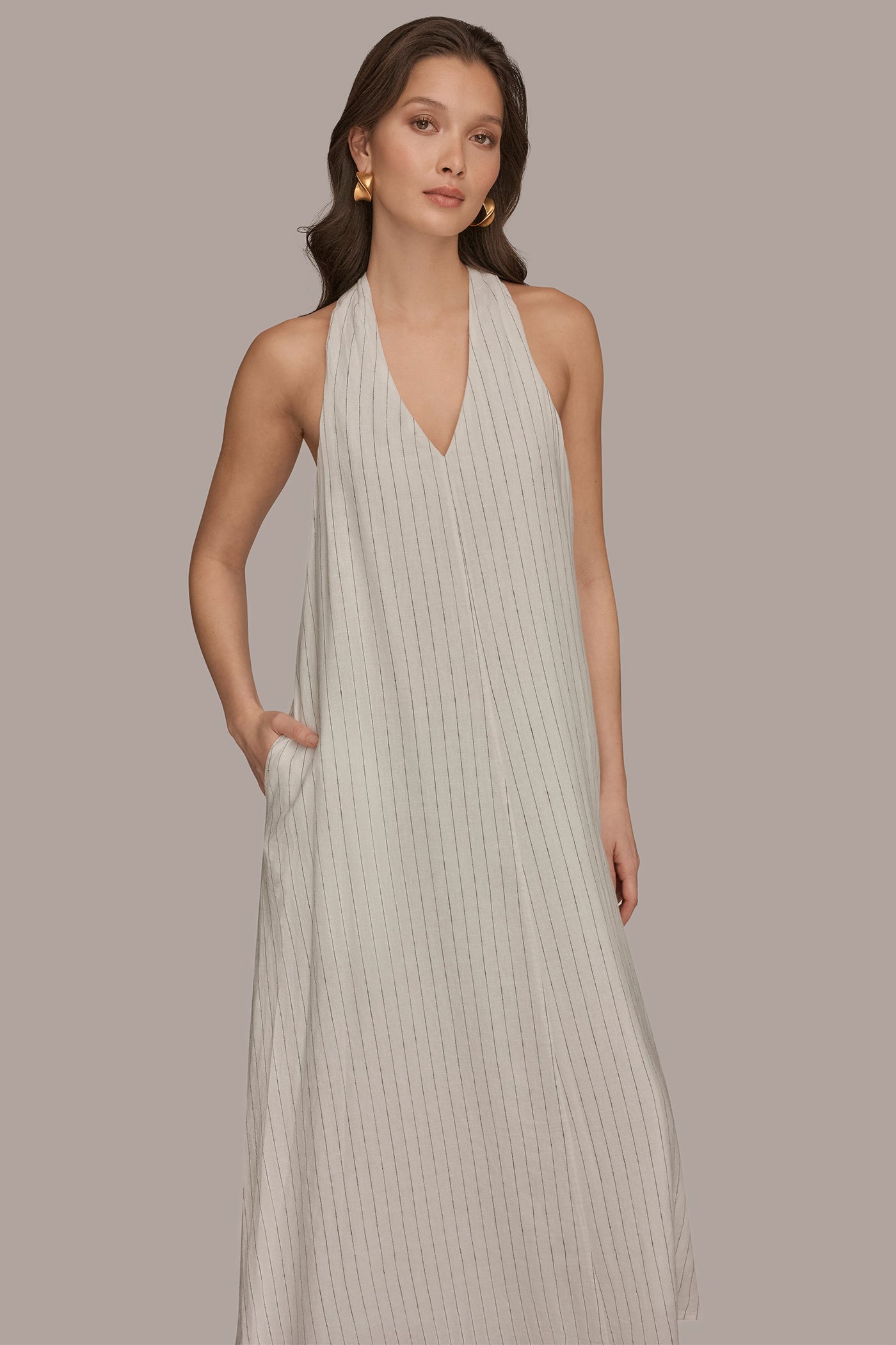 TWIST-BACK MIDI HALTER DRESS VIEW 4