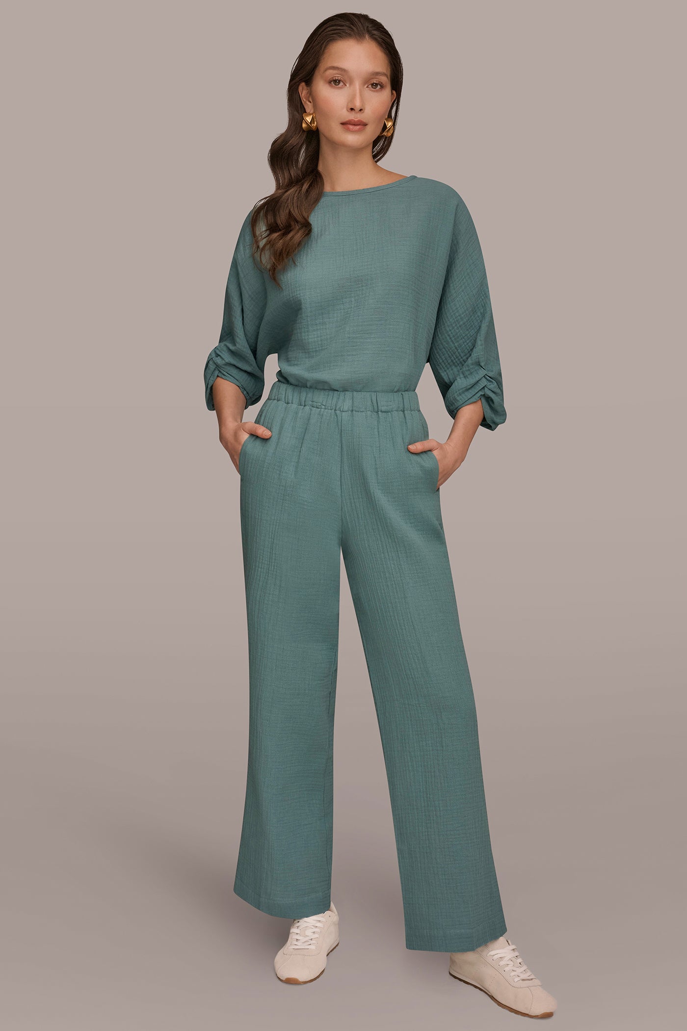 COTTON-GAUZE MID-RISE STRAIGHT-LEG PANT VIEW 5 | Pants