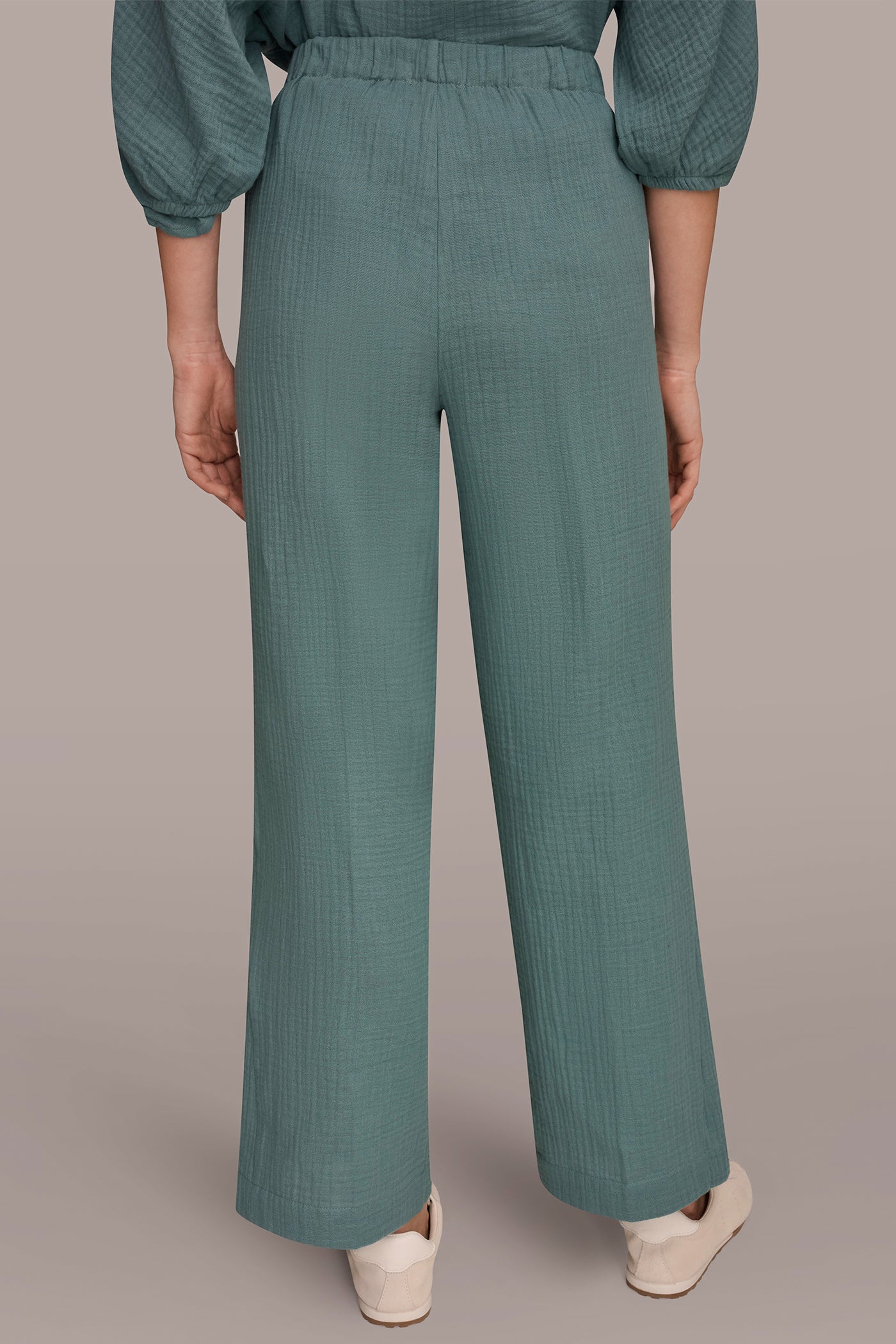 COTTON-GAUZE MID-RISE STRAIGHT-LEG PANT | View 2 | NEW DONNA KARAN WEEKEND