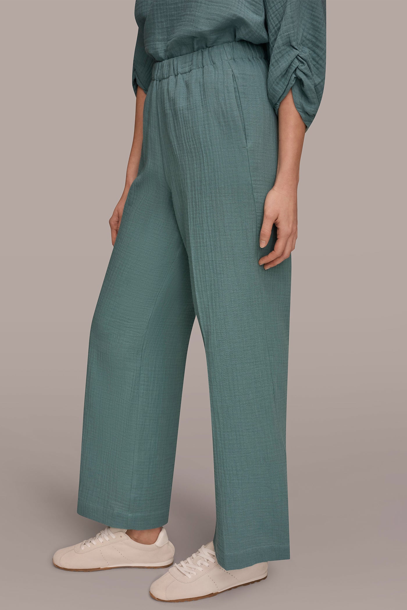 COTTON-GAUZE MID-RISE STRAIGHT-LEG PANT VIEW 3 | Pants