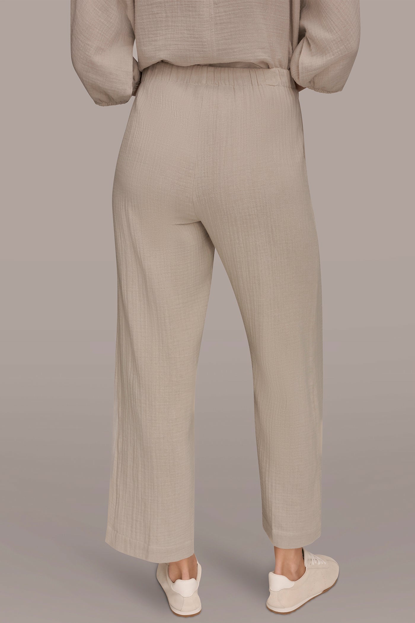 COTTON-GAUZE MID-RISE STRAIGHT-LEG PANT | View 2 | NEW DONNA KARAN WEEKEND