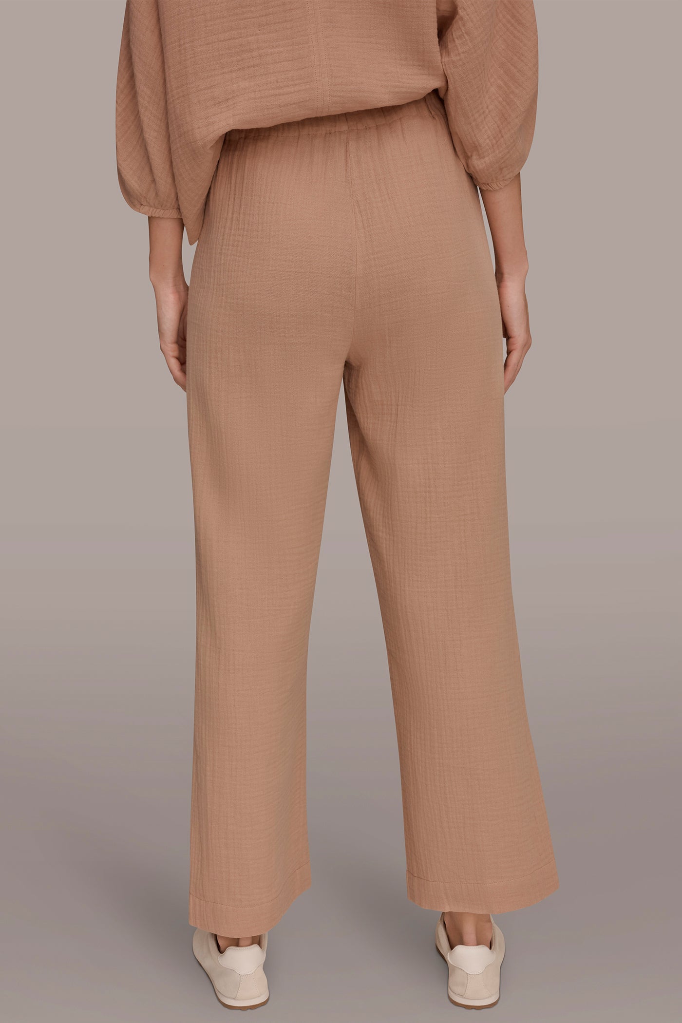 COTTON-GAUZE MID-RISE STRAIGHT-LEG PANT | View 2 | NEW DONNA KARAN WEEKEND